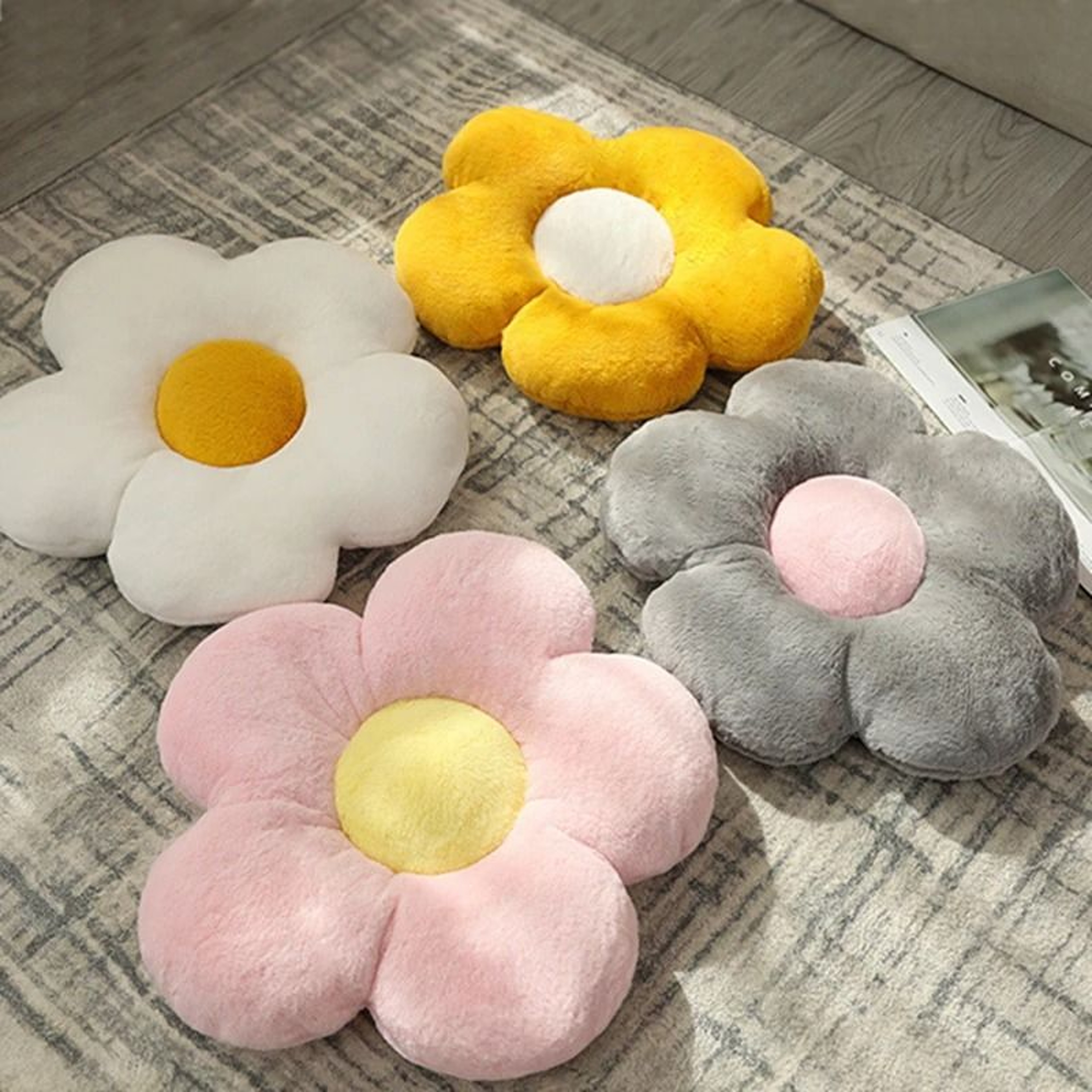 Soft Five Petal Flower Cushion 2