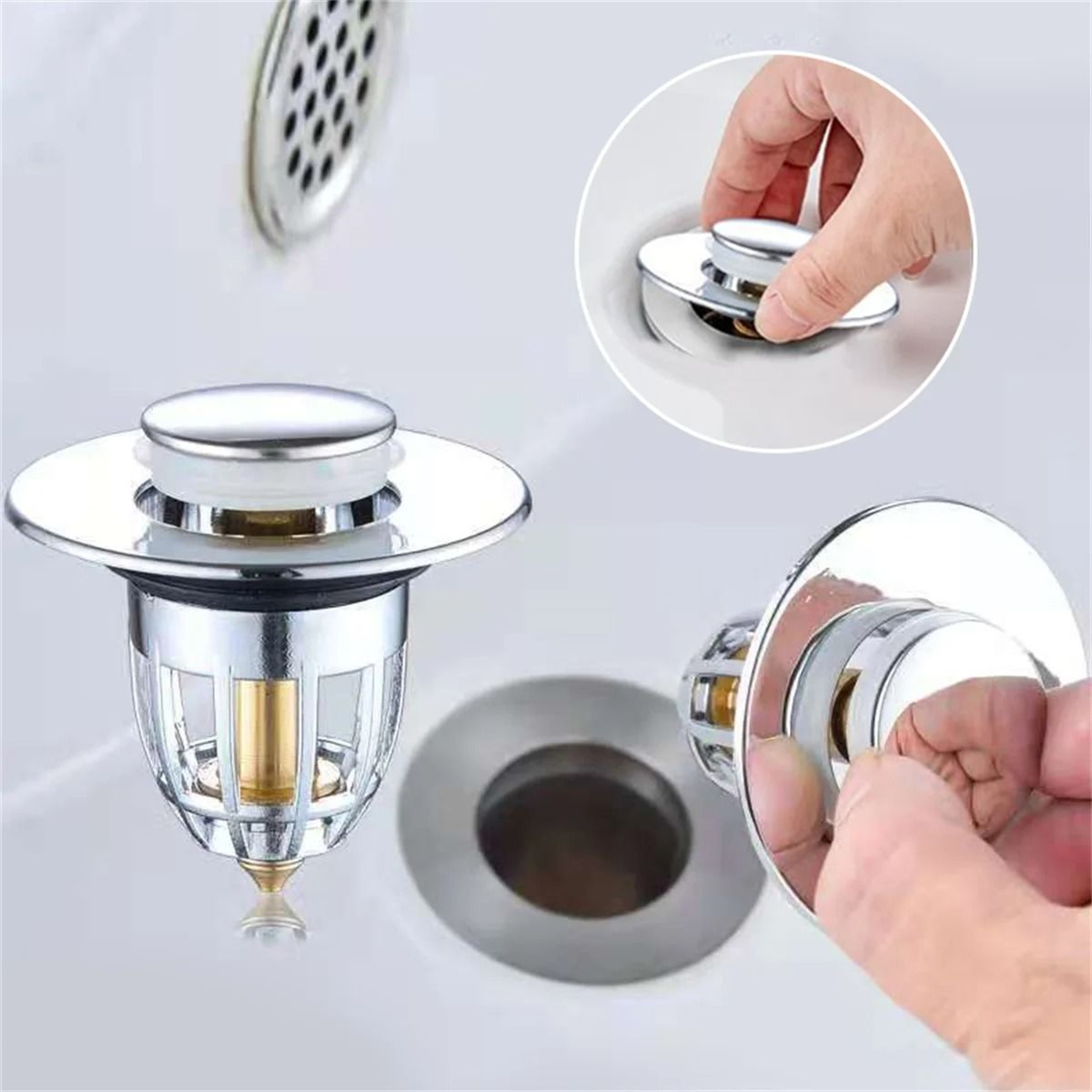 Universal Pop Up Sink Drain Plug Filter With Hair Catcher 2