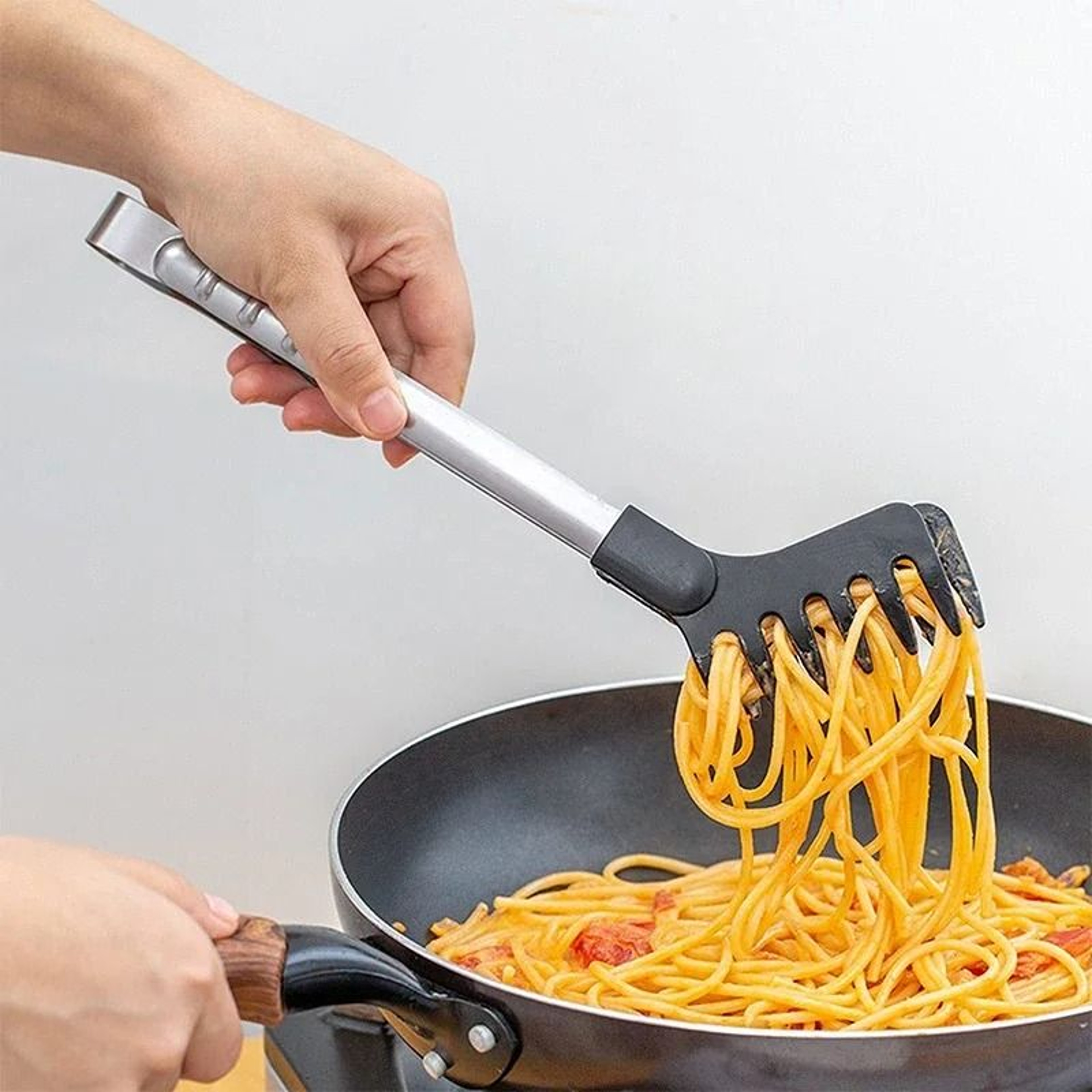 Stainless Steel Noodle Tongs With Heat Resistant Handle 0