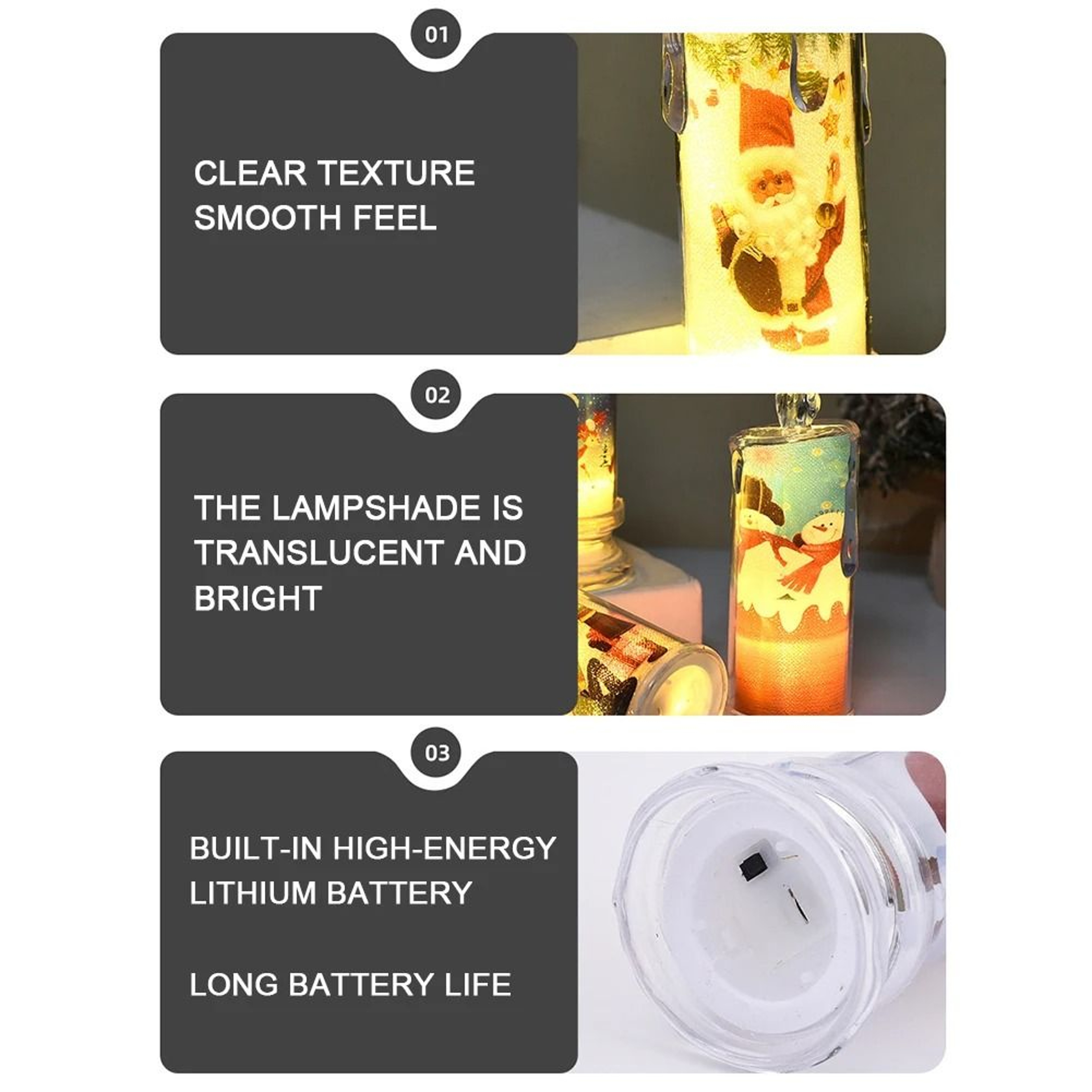 Christmas LED Flameless Candle Set With Santa Projection 4
