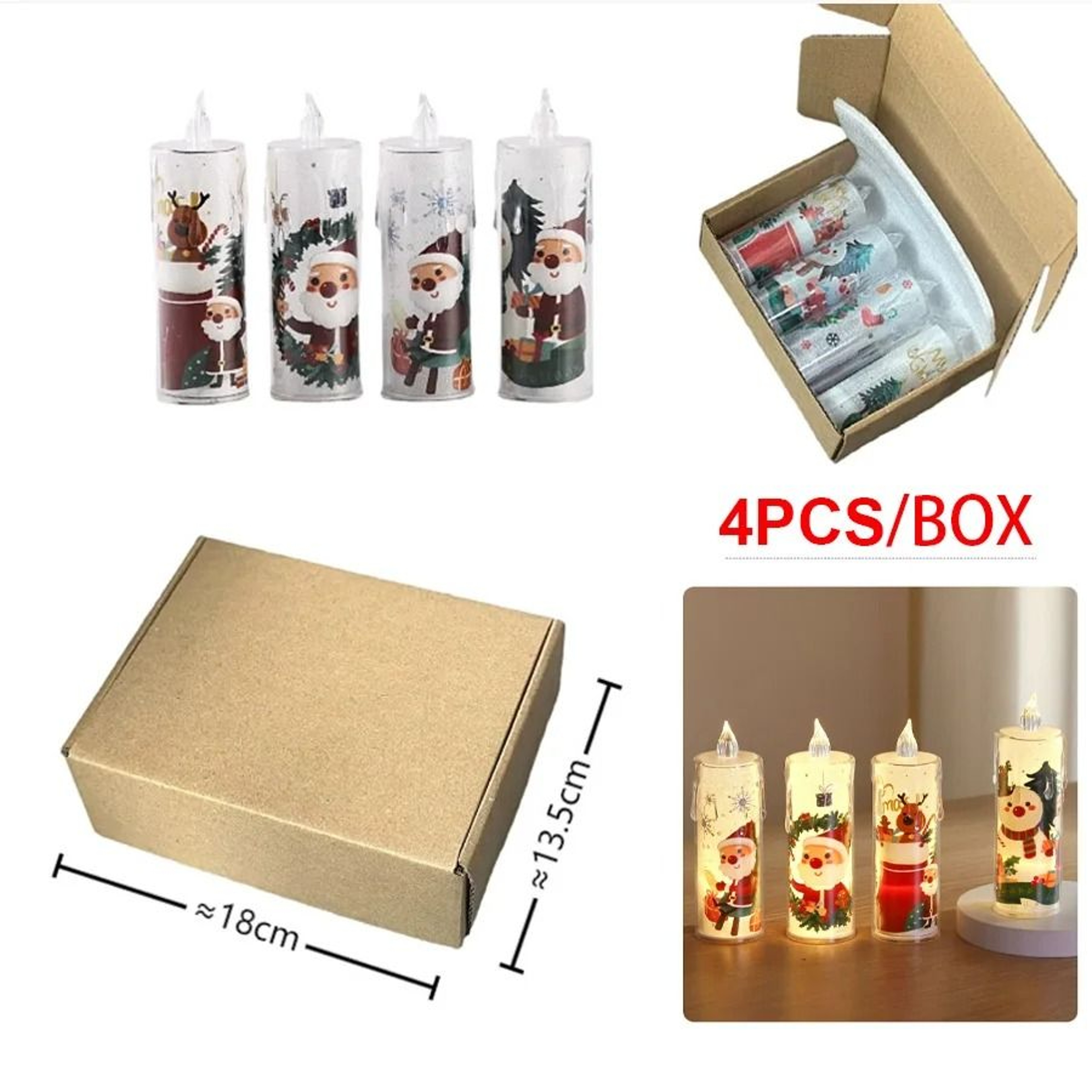 Christmas LED Flameless Candle Set With Santa Projection 7