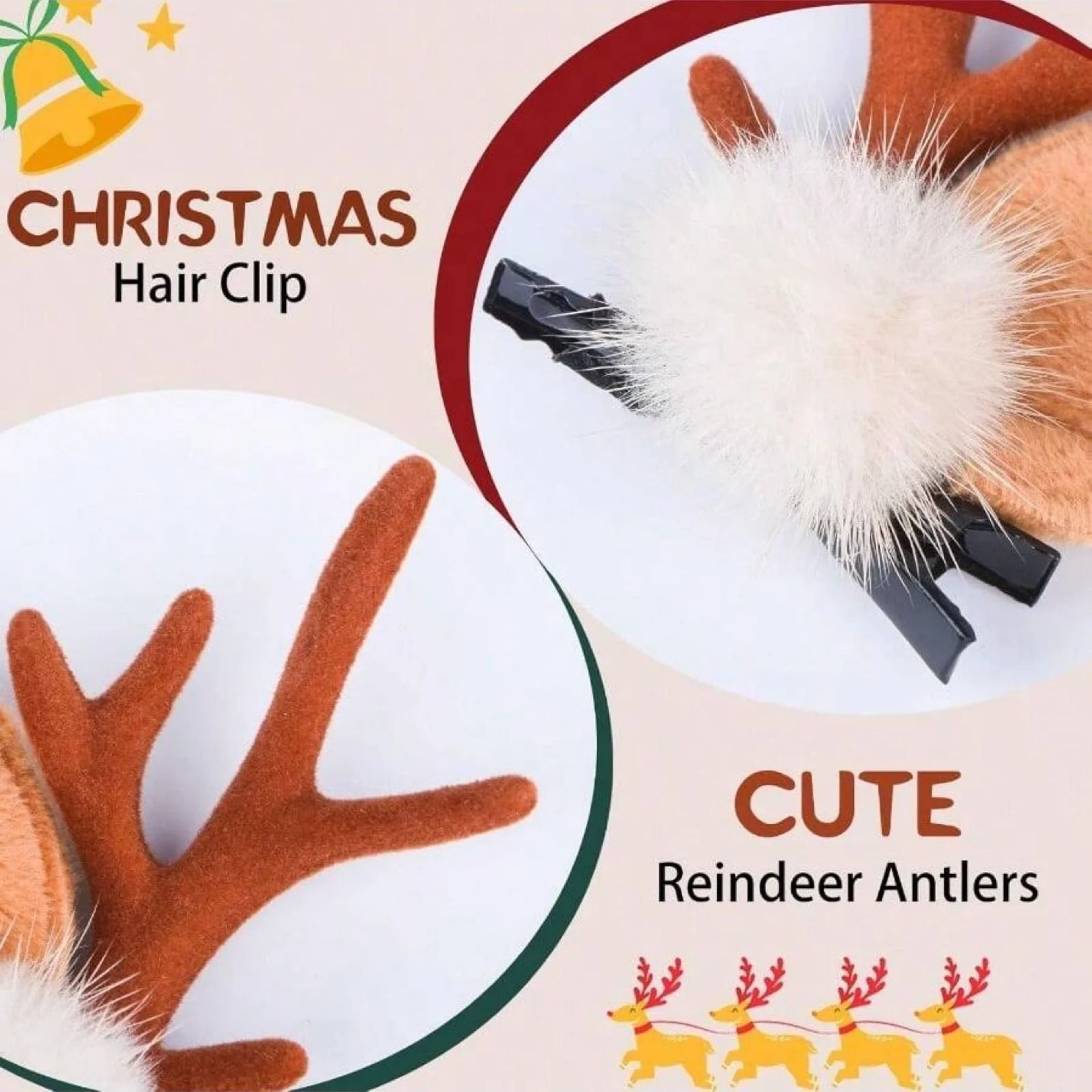 Festive Reindeer Antlers Hair Clip Set 1
