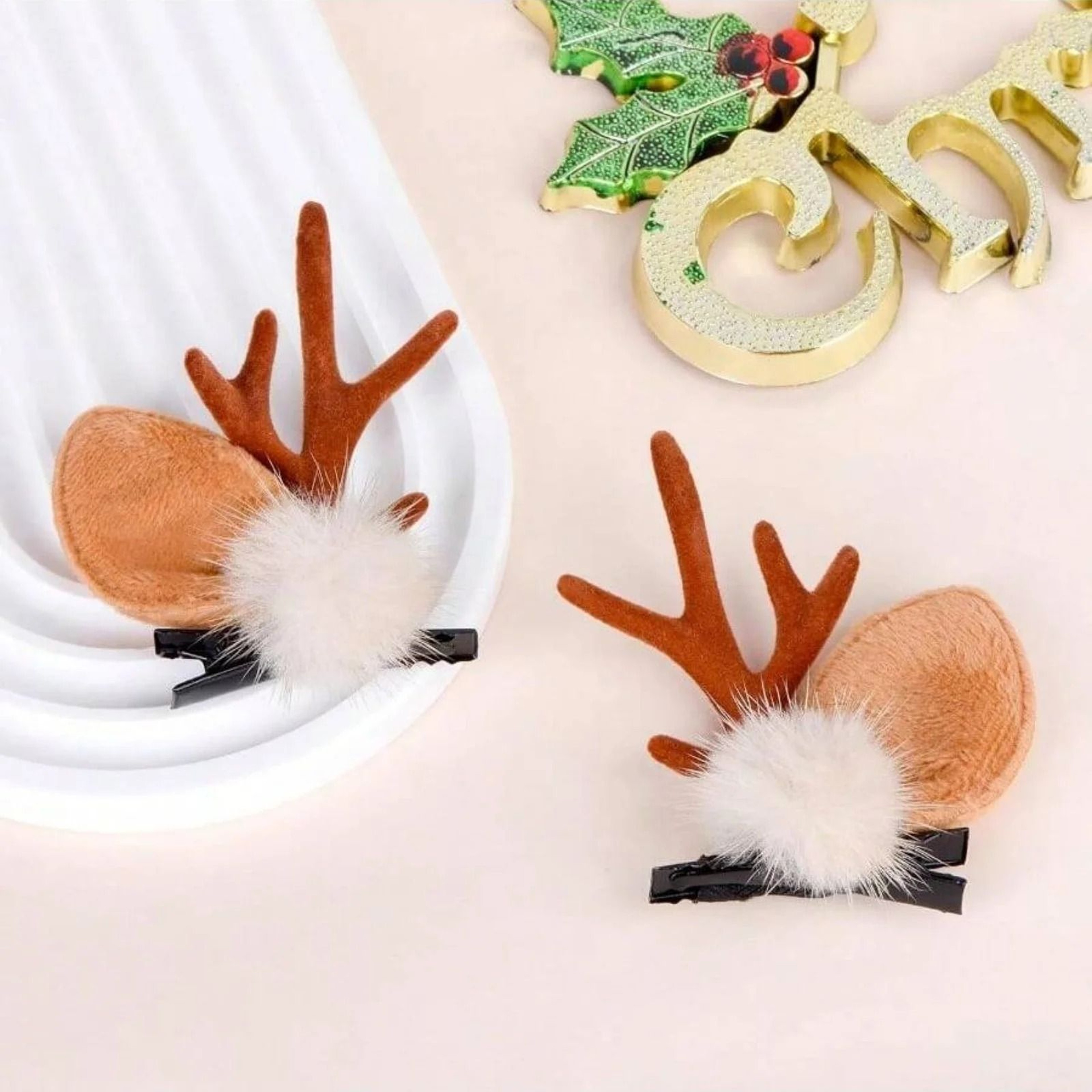 Festive Reindeer Antlers Hair Clip Set 2