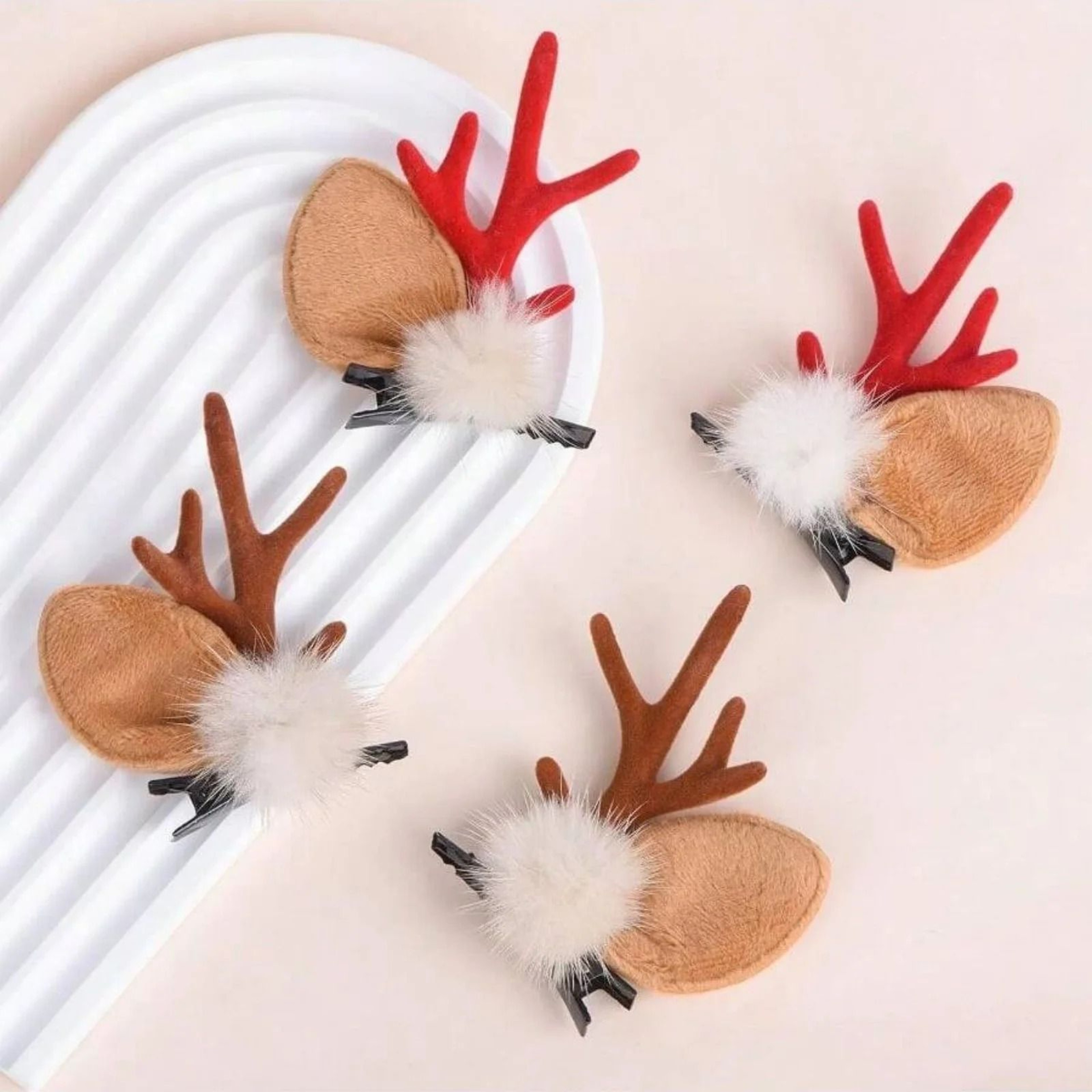 Festive Reindeer Antlers Hair Clip Set 3