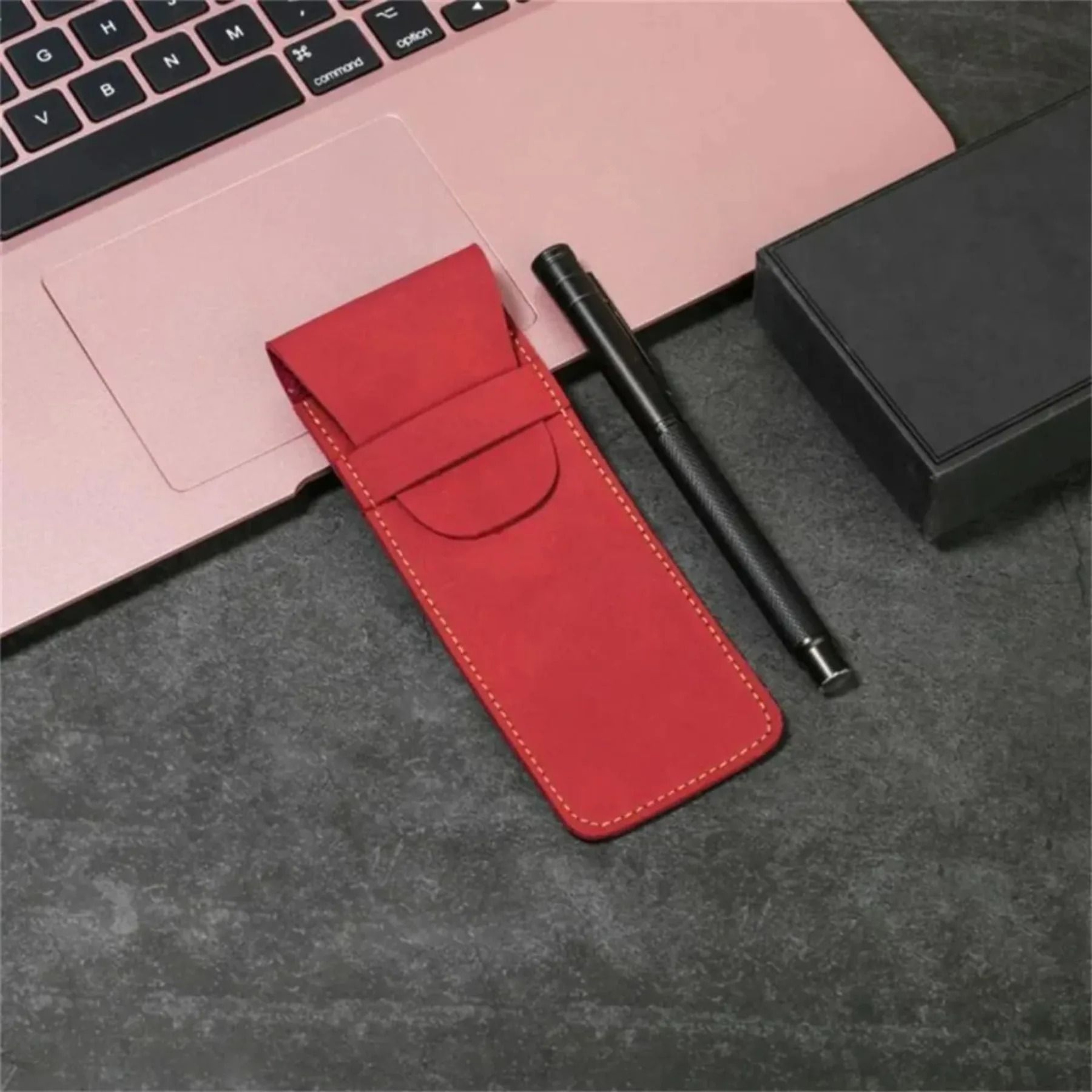 Vintage Frosted PU Leather Double Pen Case Set 1