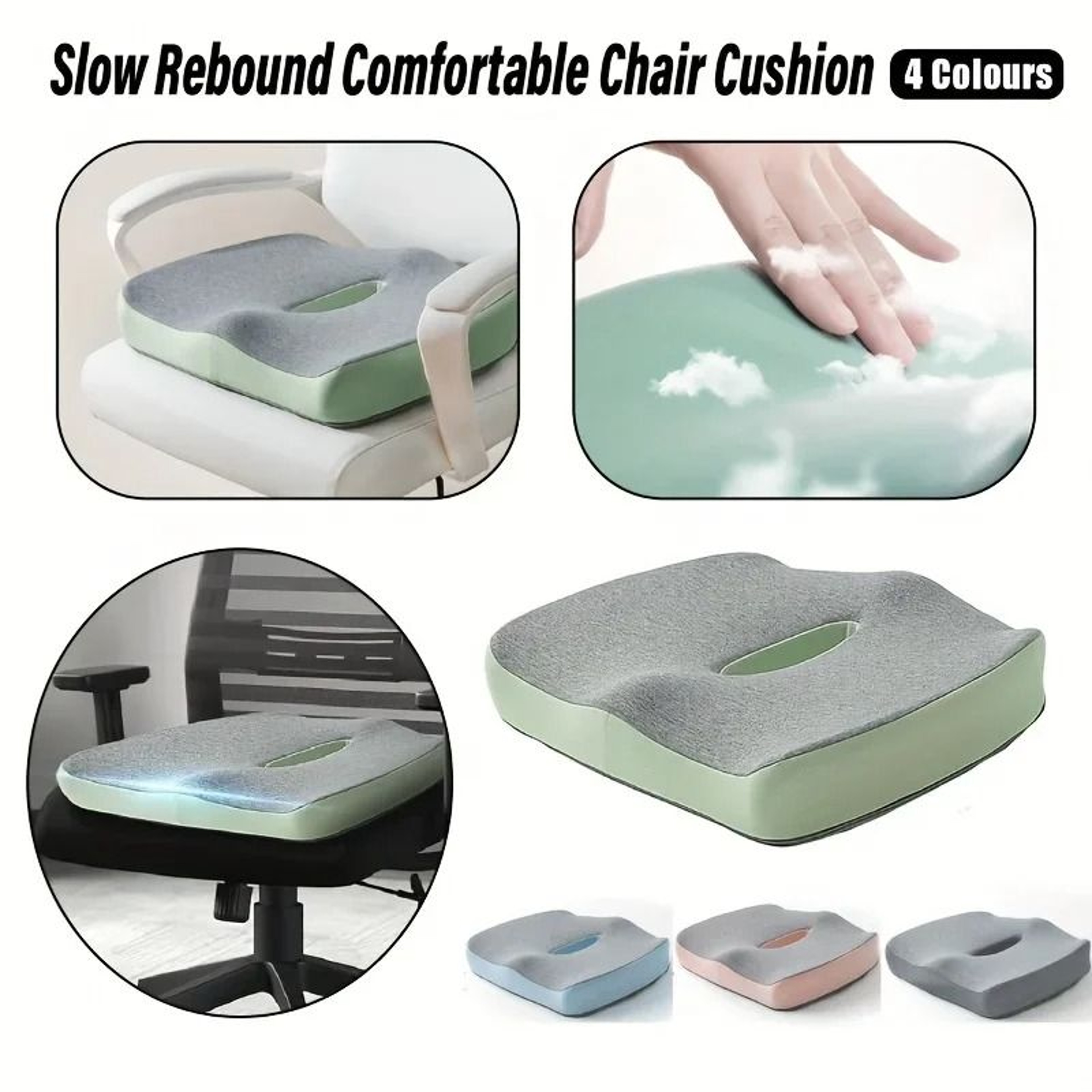 Ergonomic Three Zone Memory Foam Seat Cushion 2