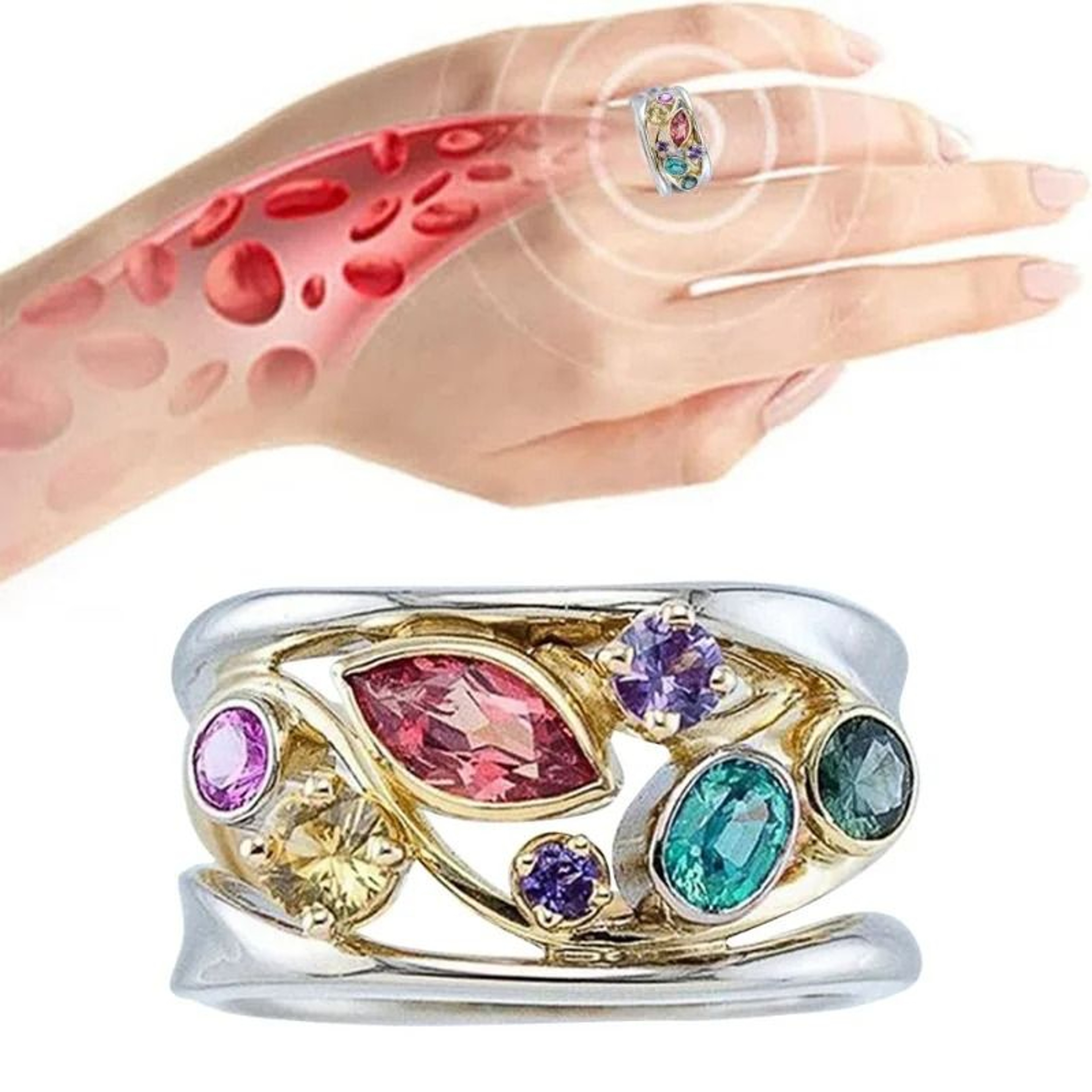 Magnetic Therapy Crystal Quartz Ring 0