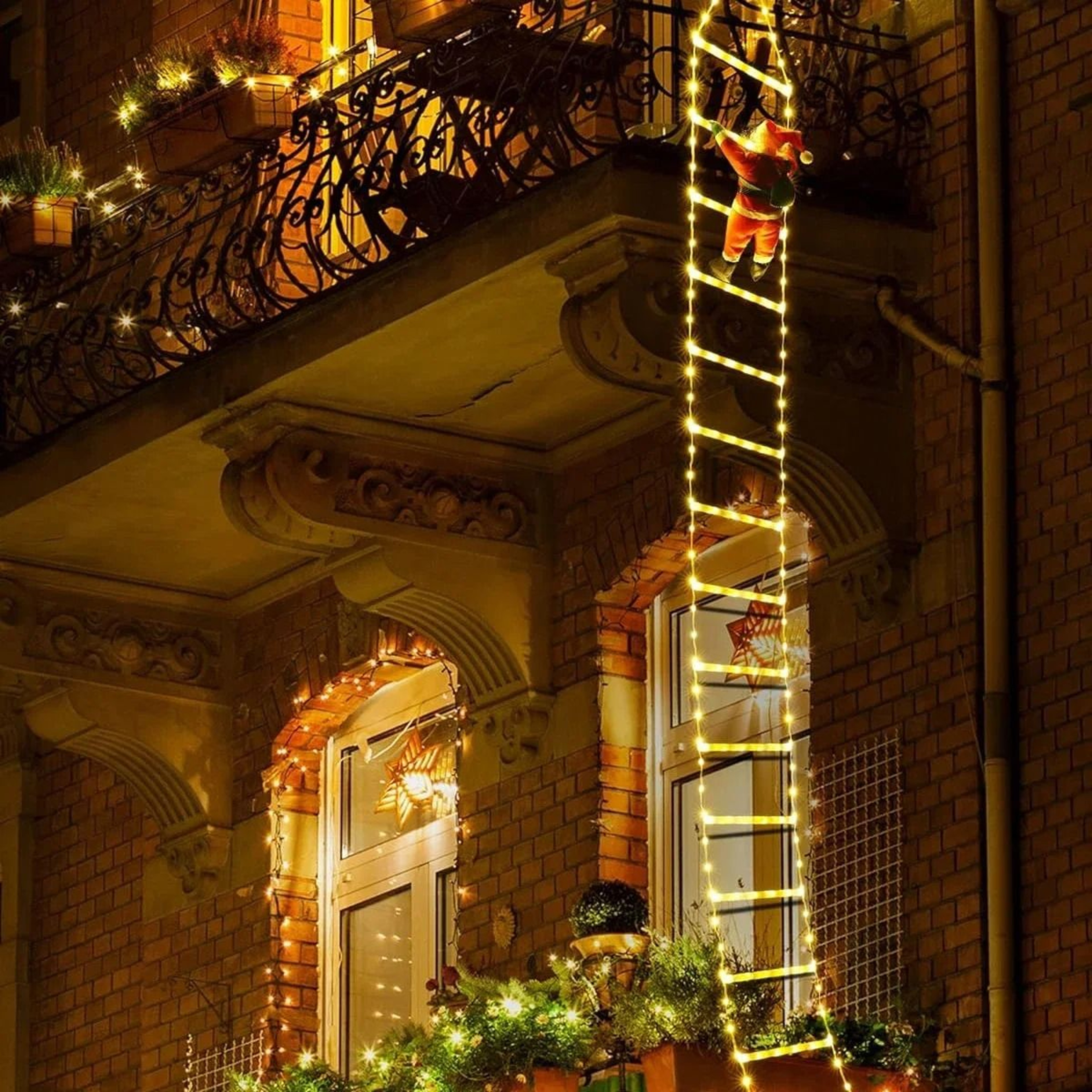 Santa Claus Climbing Ladder Christmas Light Decoration 4