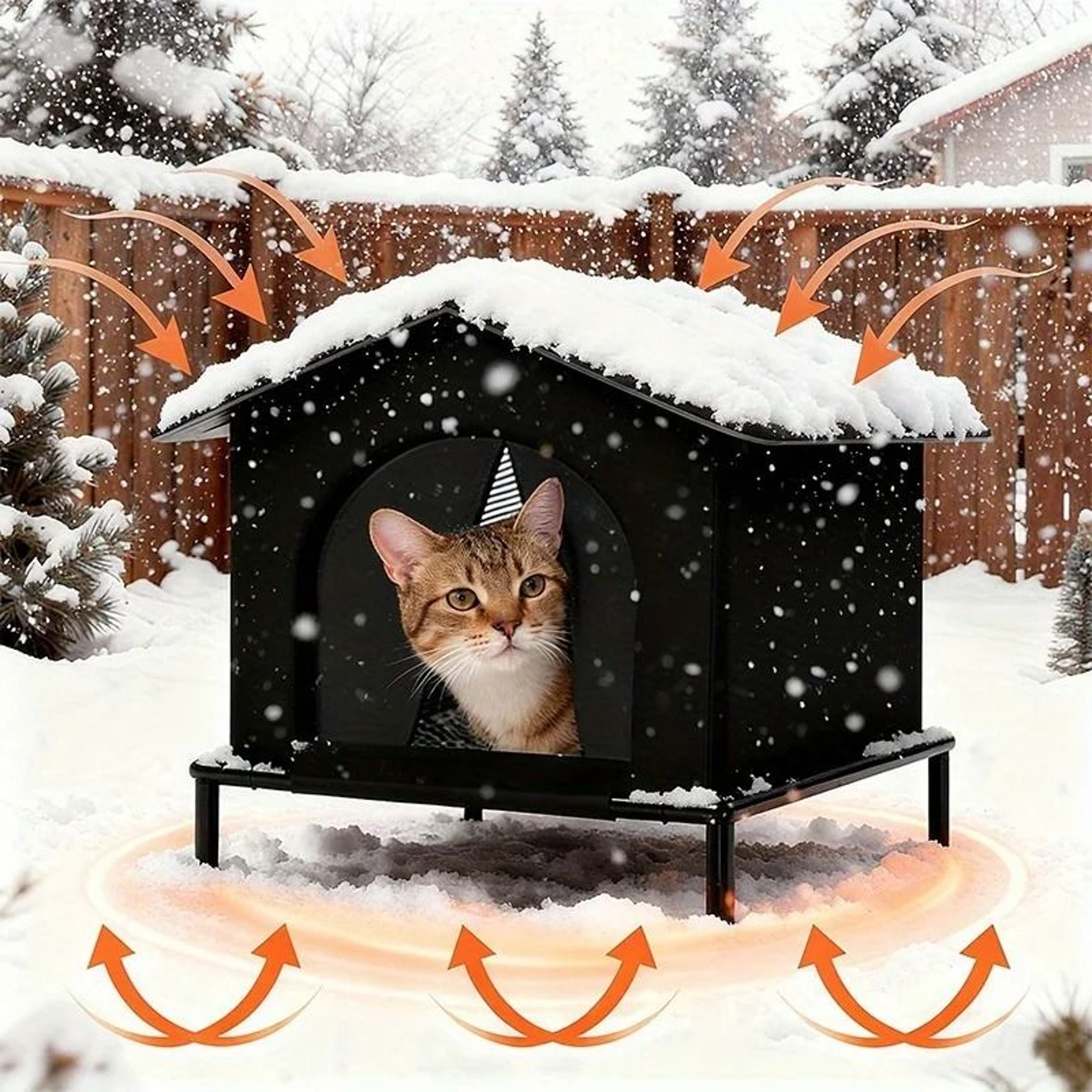 Outdoor Insulated Cat Shelter With Shelf And Cushion 0
