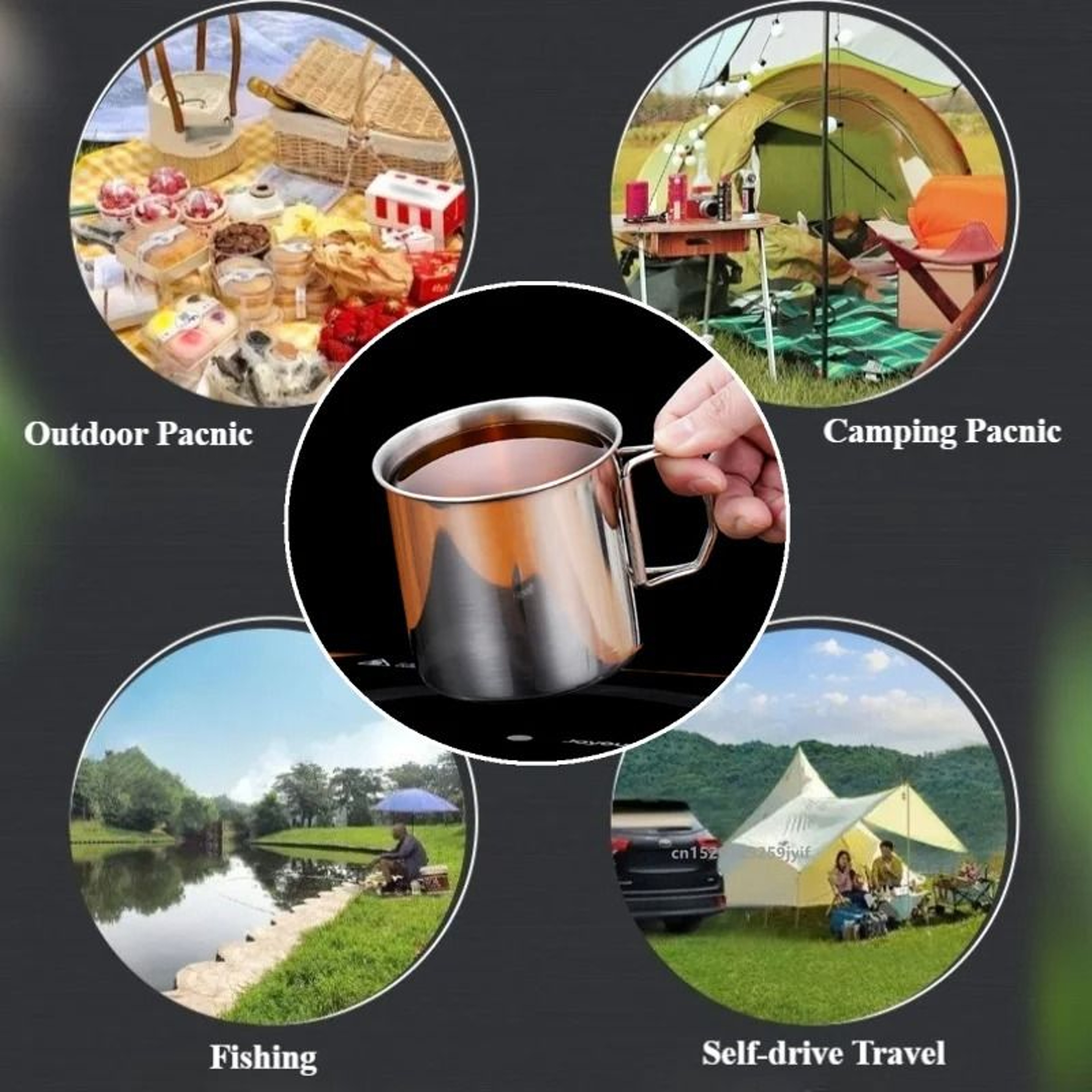 Stainless Steel Camping Cup With Foldable Handle 4