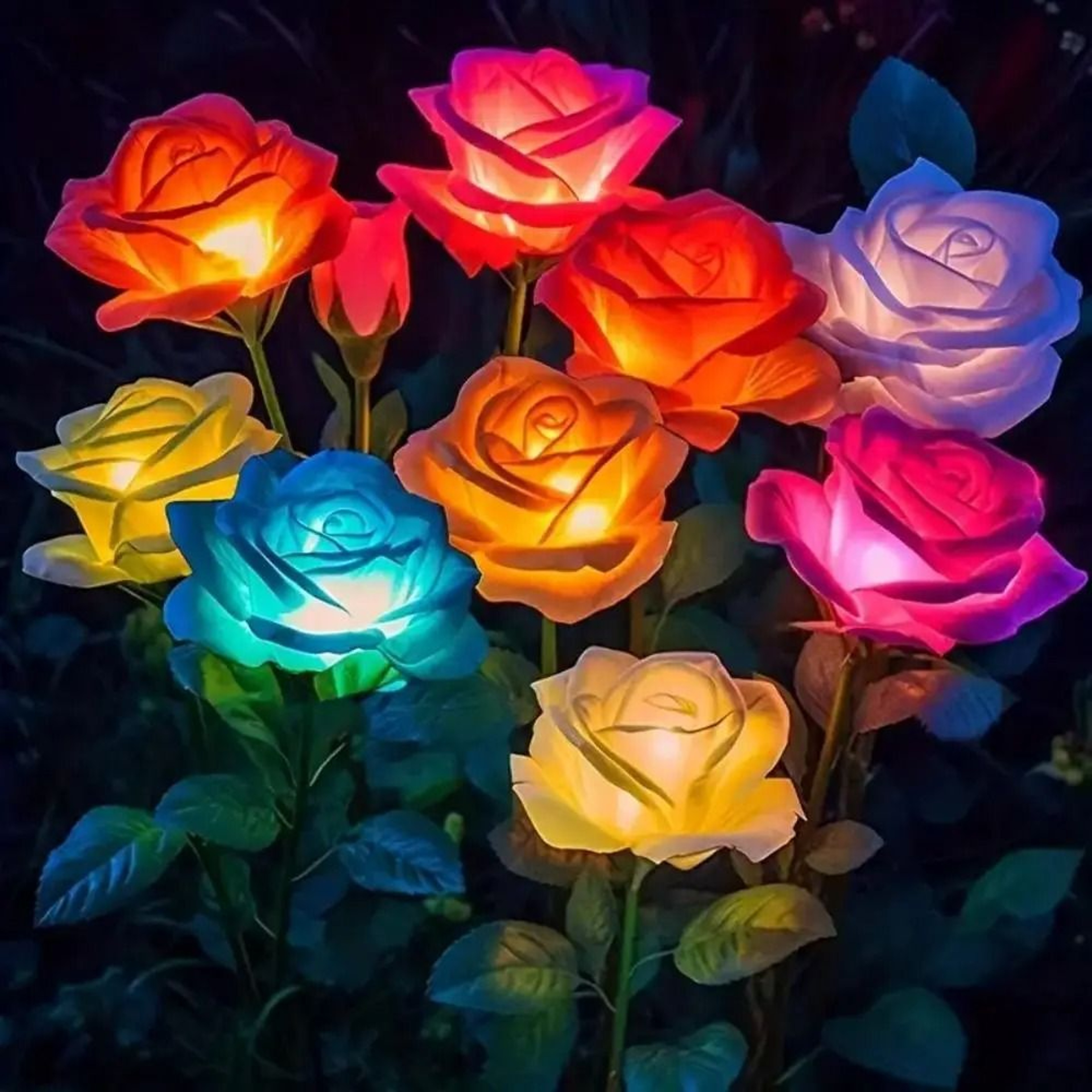 Solar Rose Flower Garden Lights Set 0