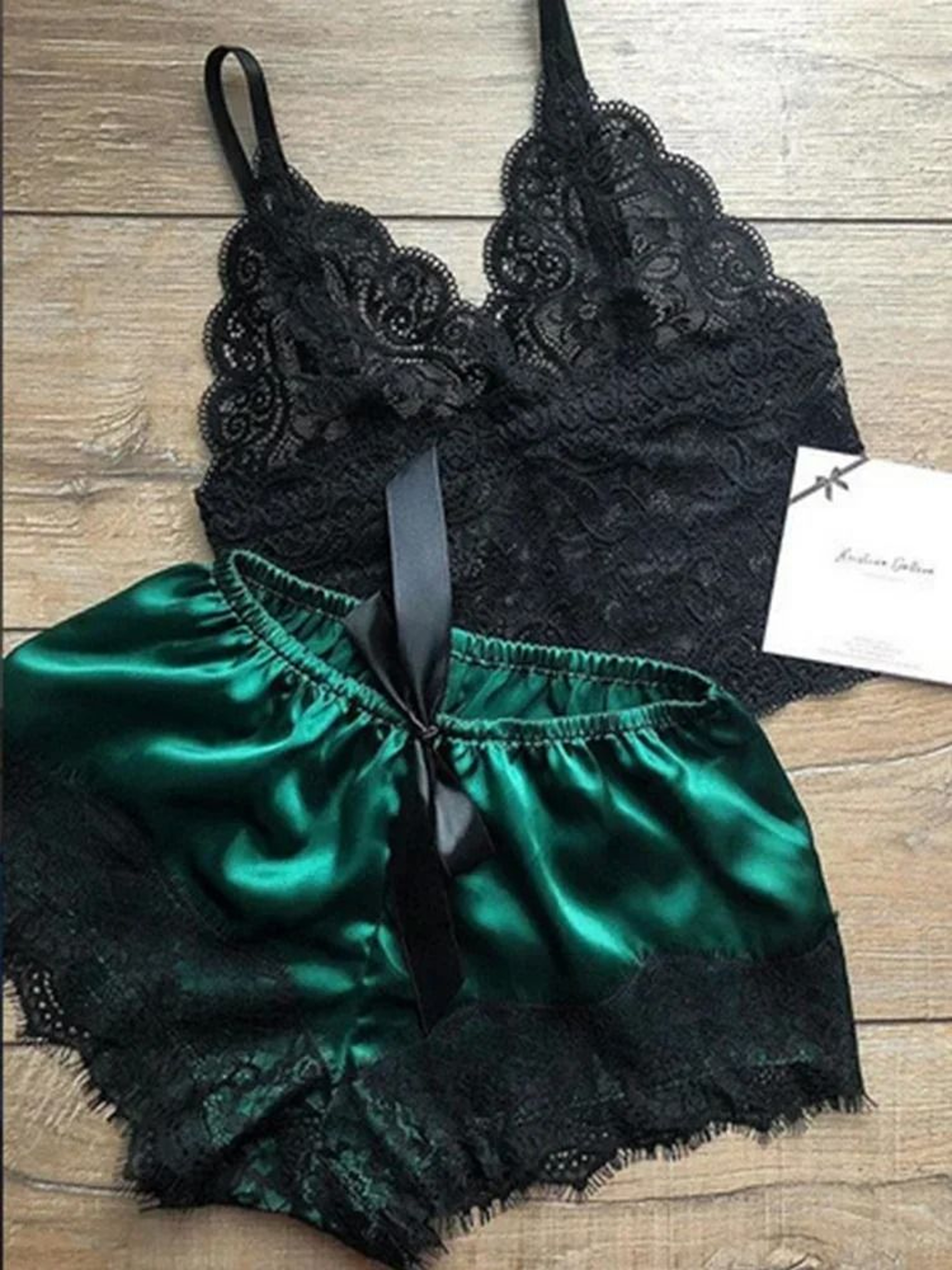 Lace Crop Top And Shorts Pajama Set 0