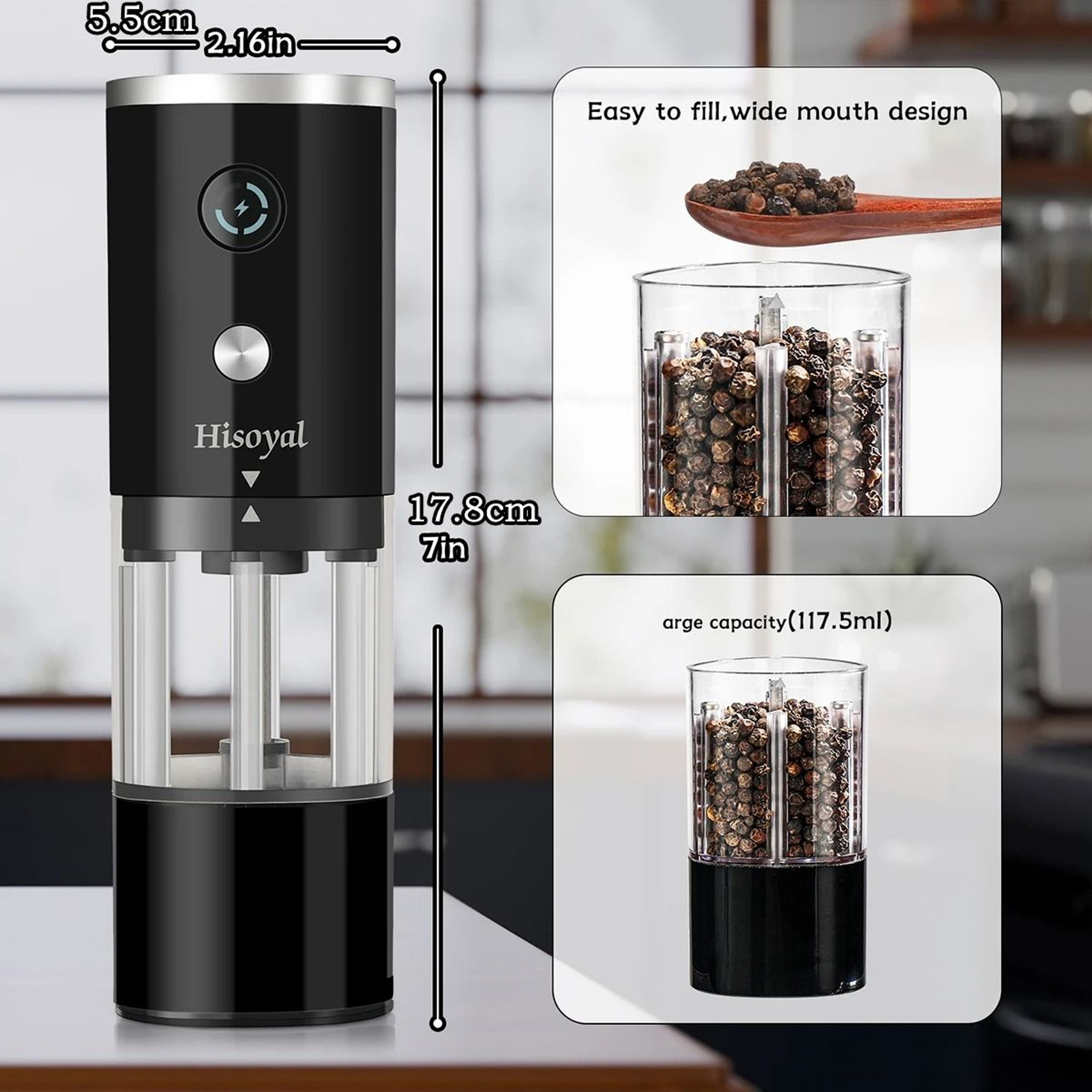 Electric Salt And Pepper Grinder With USB Rechargeable Power 5