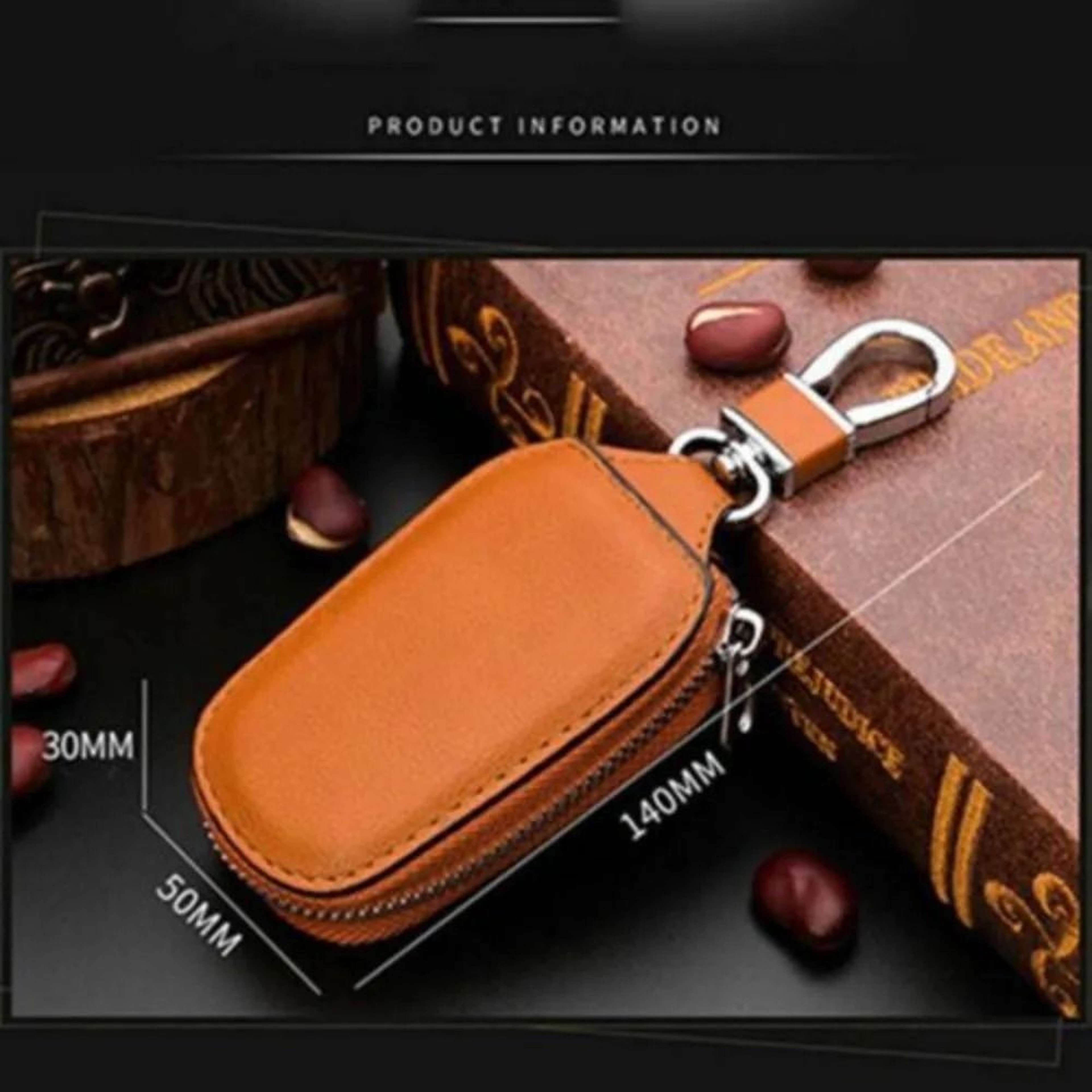 Leather Car Key Holder Zipper Key Organizer Wallet 2