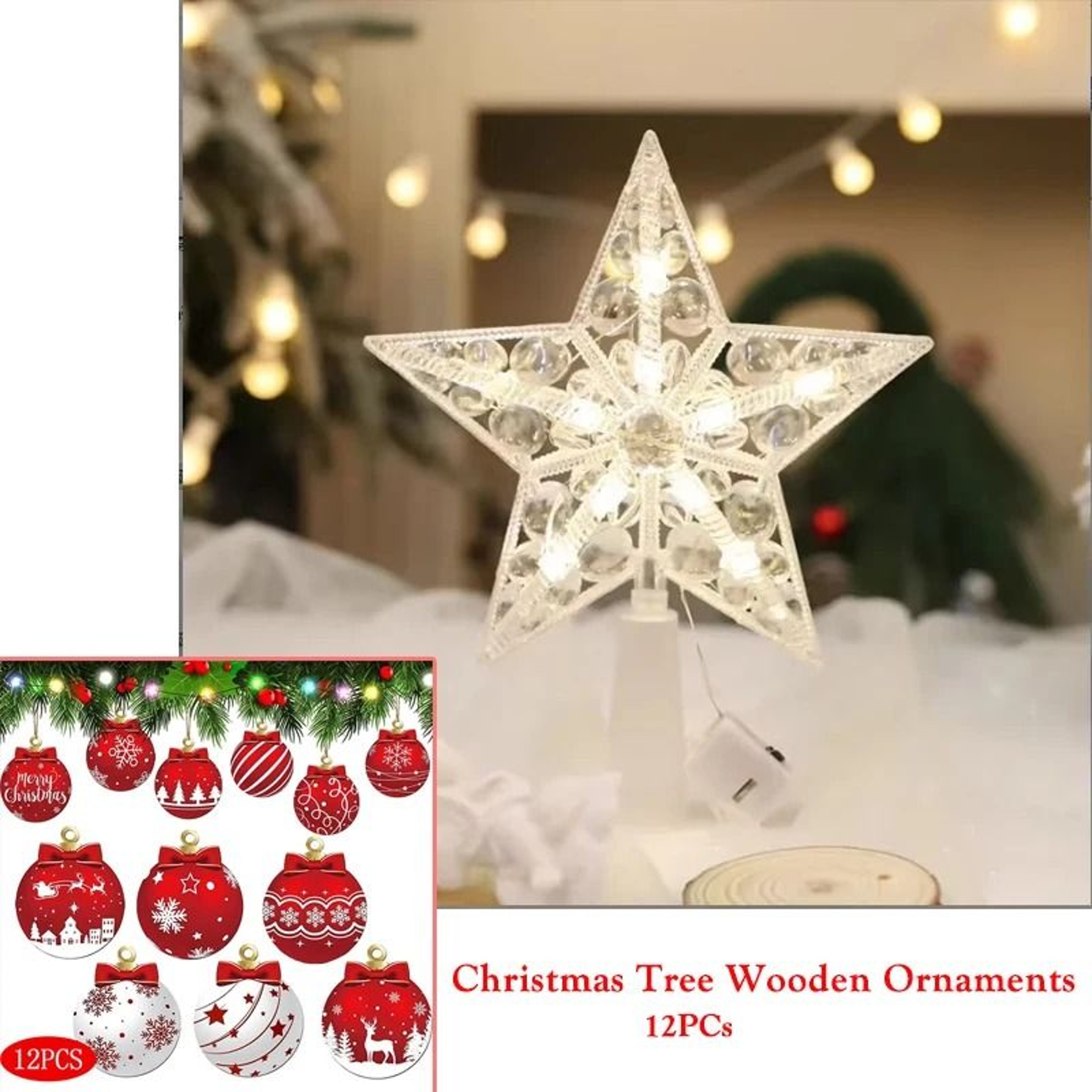 LED Christmas Tree Star Light For Holiday Decoration 12