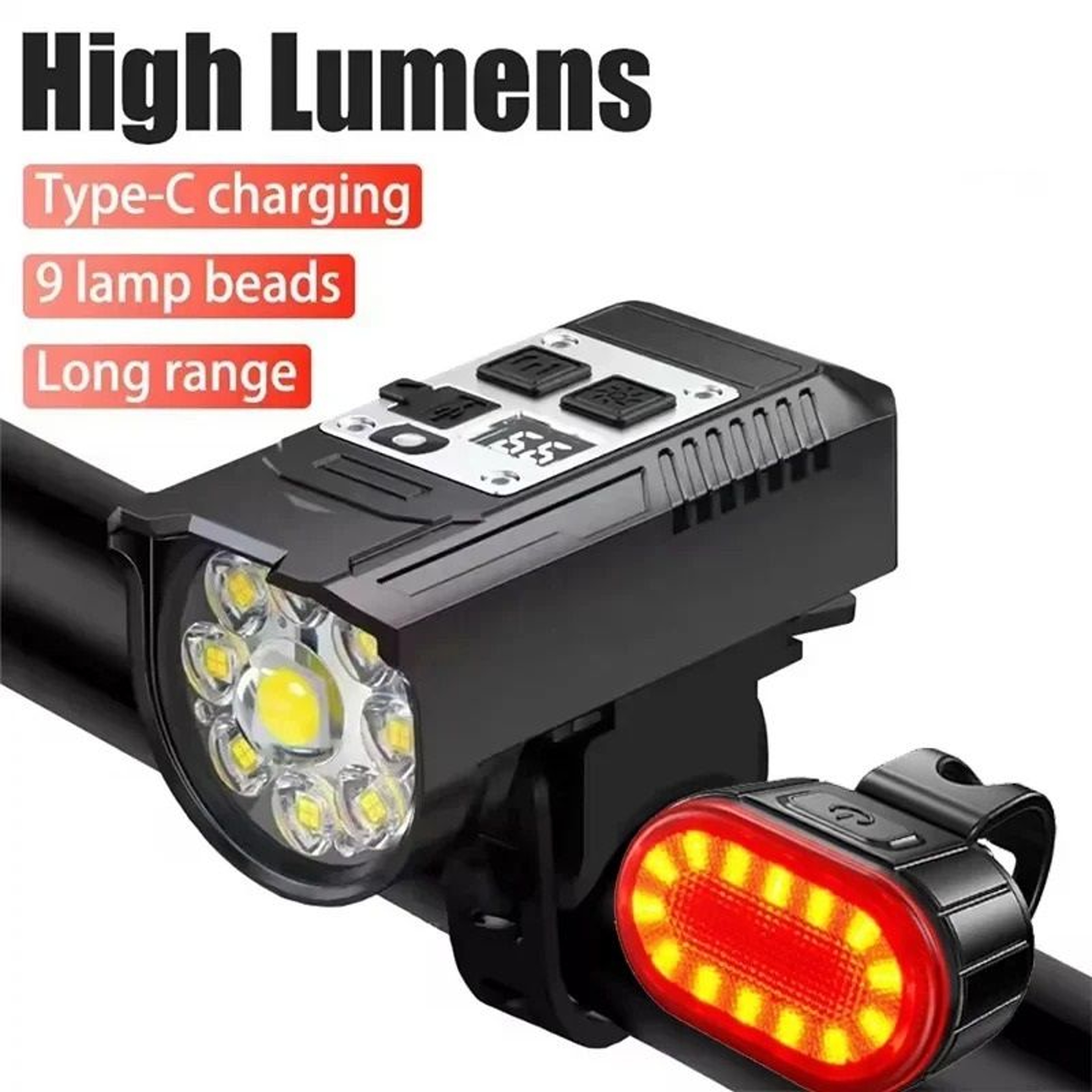 USB C Rechargeable Bicycle Front And Rear Light Set With Smart Sensor 8