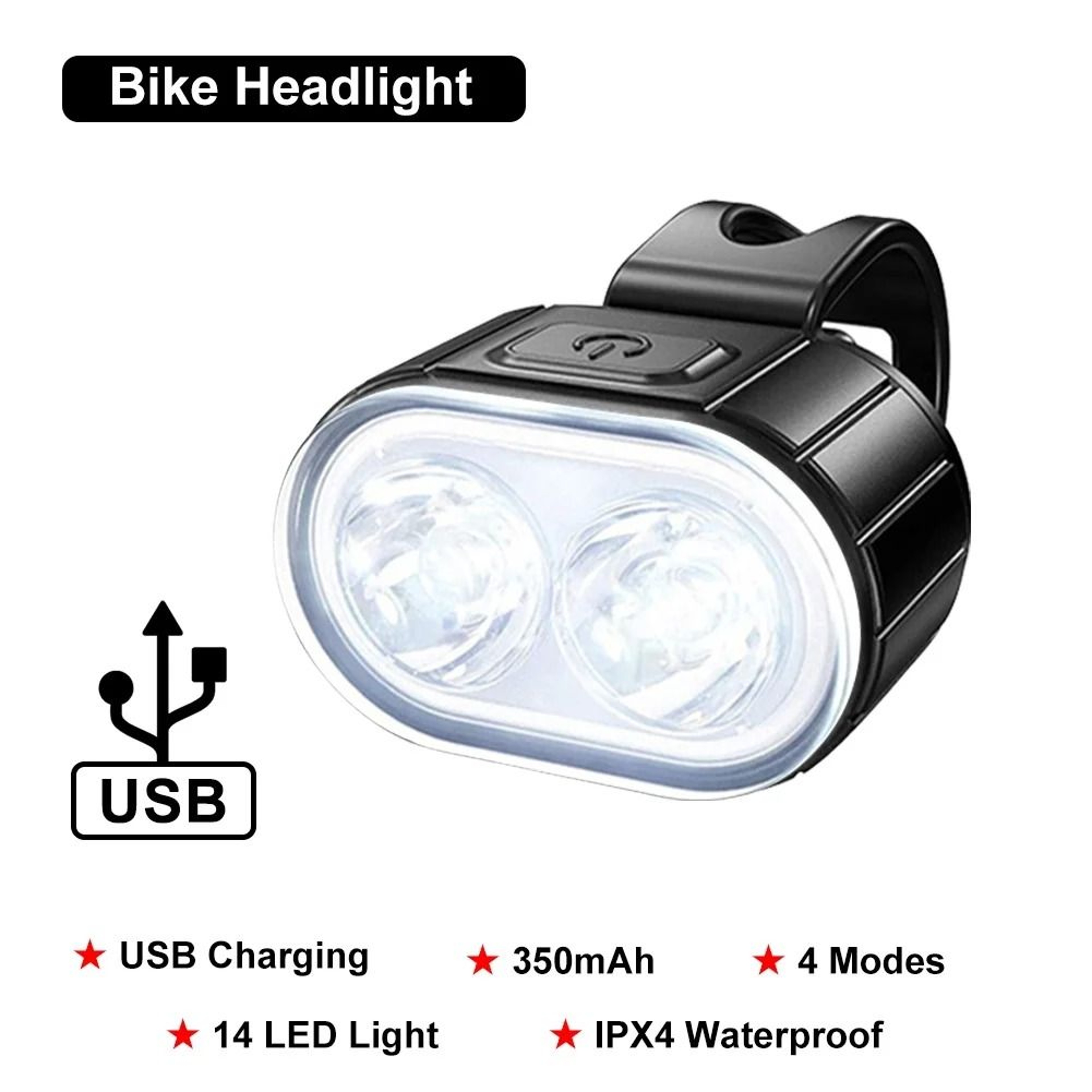 USB Rechargeable Bicycle Front And Rear Light Set For Safe Cycling 8