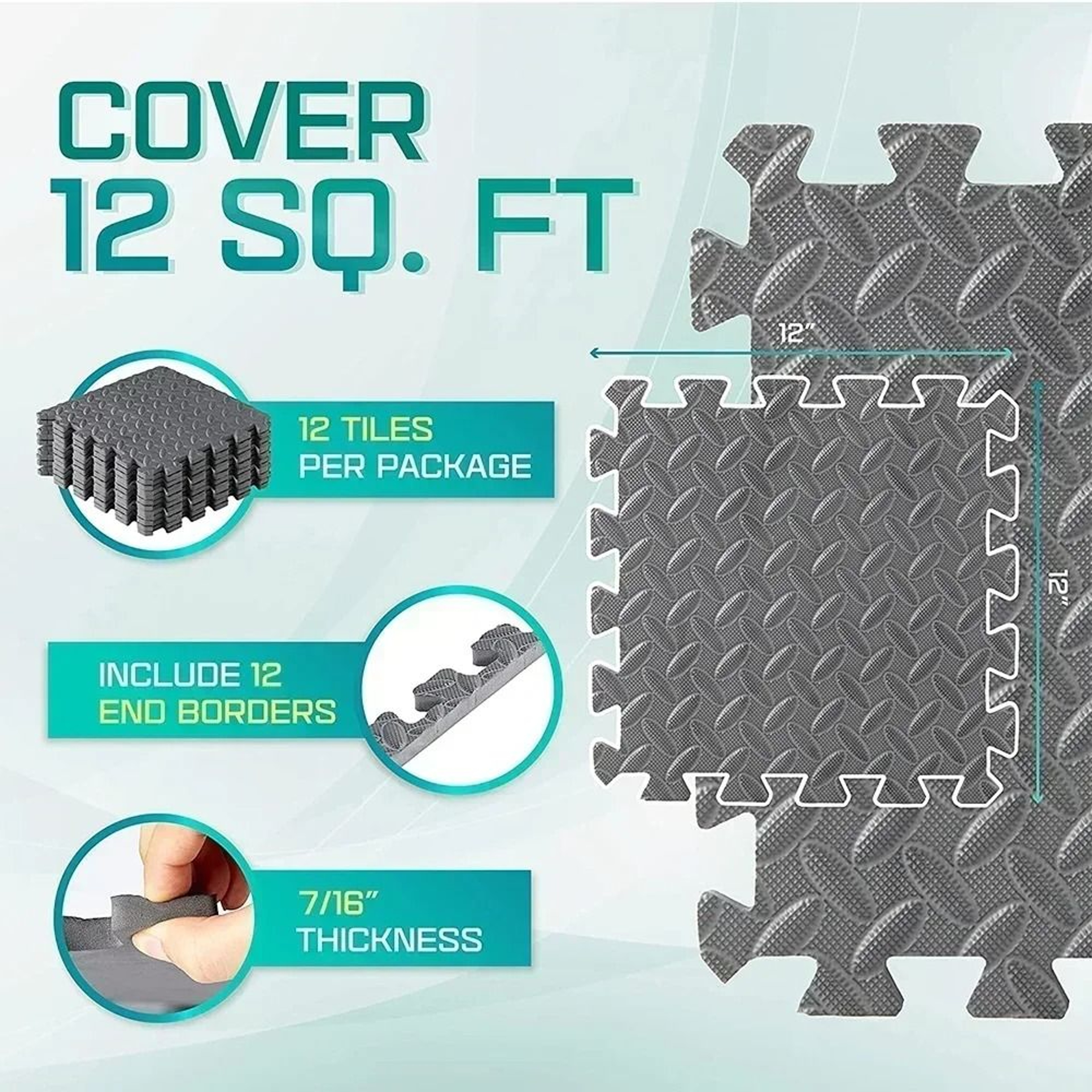 Interlocking EVA Puzzle Fitness Mat Tiles For Home Gym And Kids Play Area 1