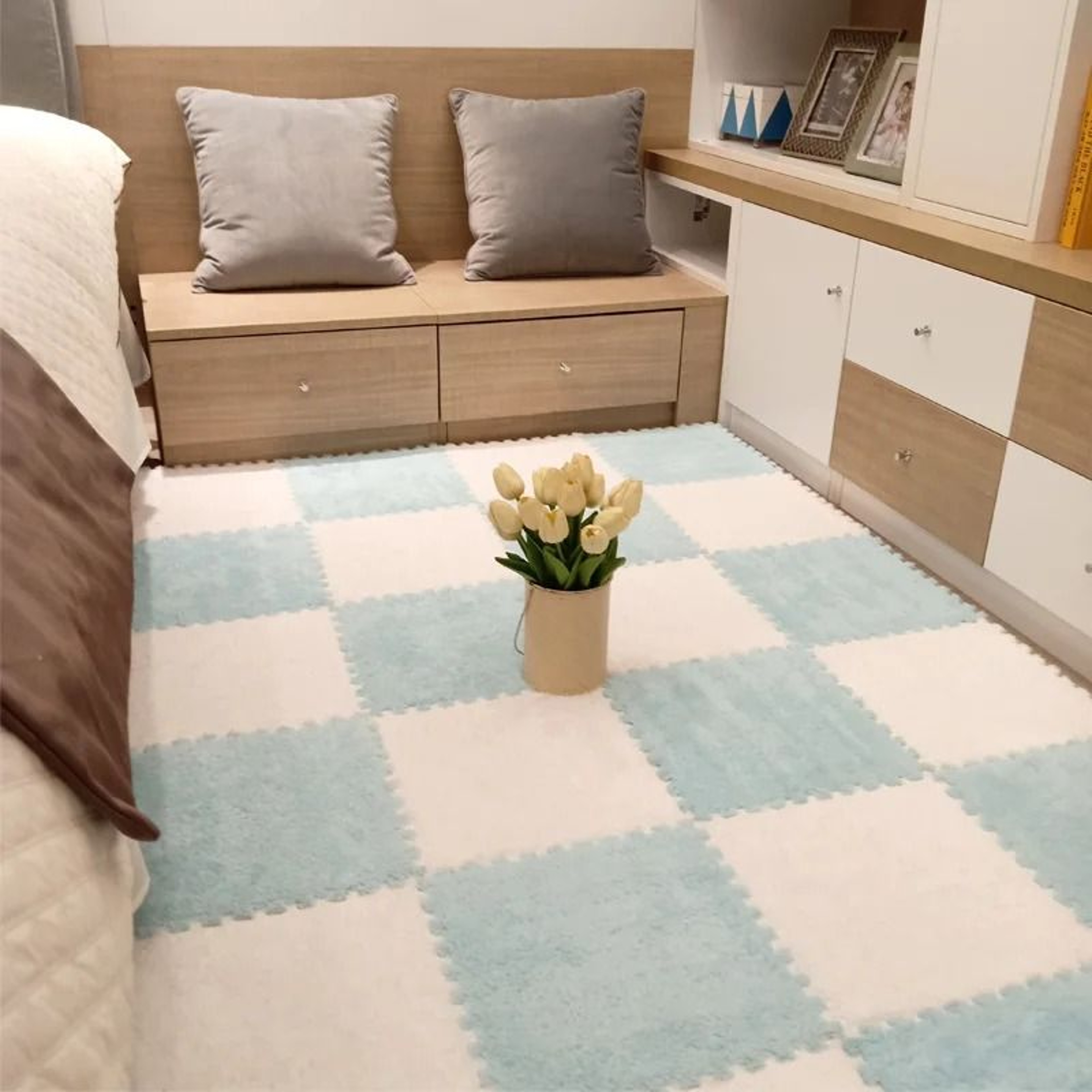 Soft Plush Baby Play Mat With EVA Foam Puzzle Tiles For Kids 1