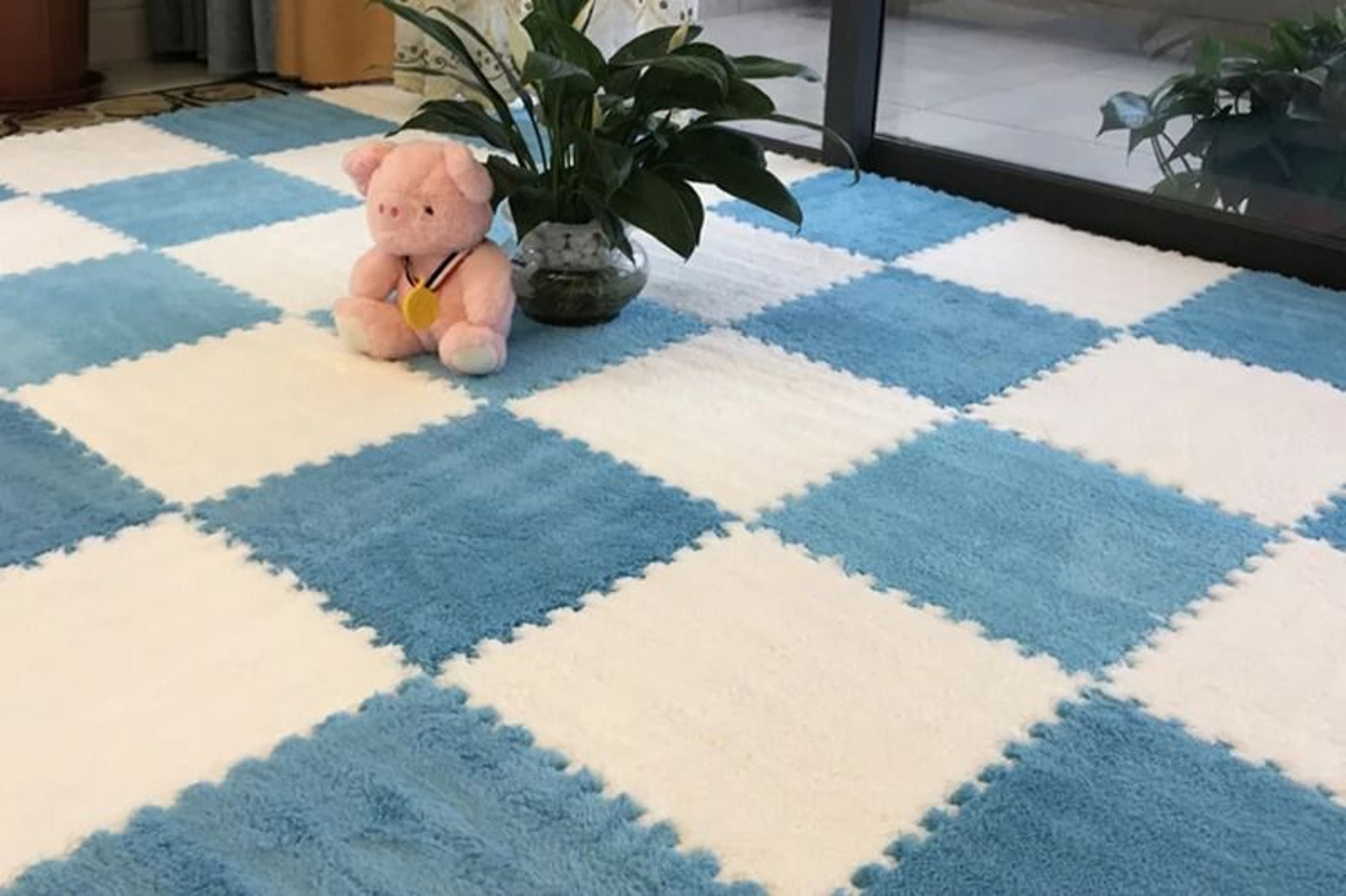 Soft Plush Baby Play Mat With EVA Foam Puzzle Tiles For Kids 8