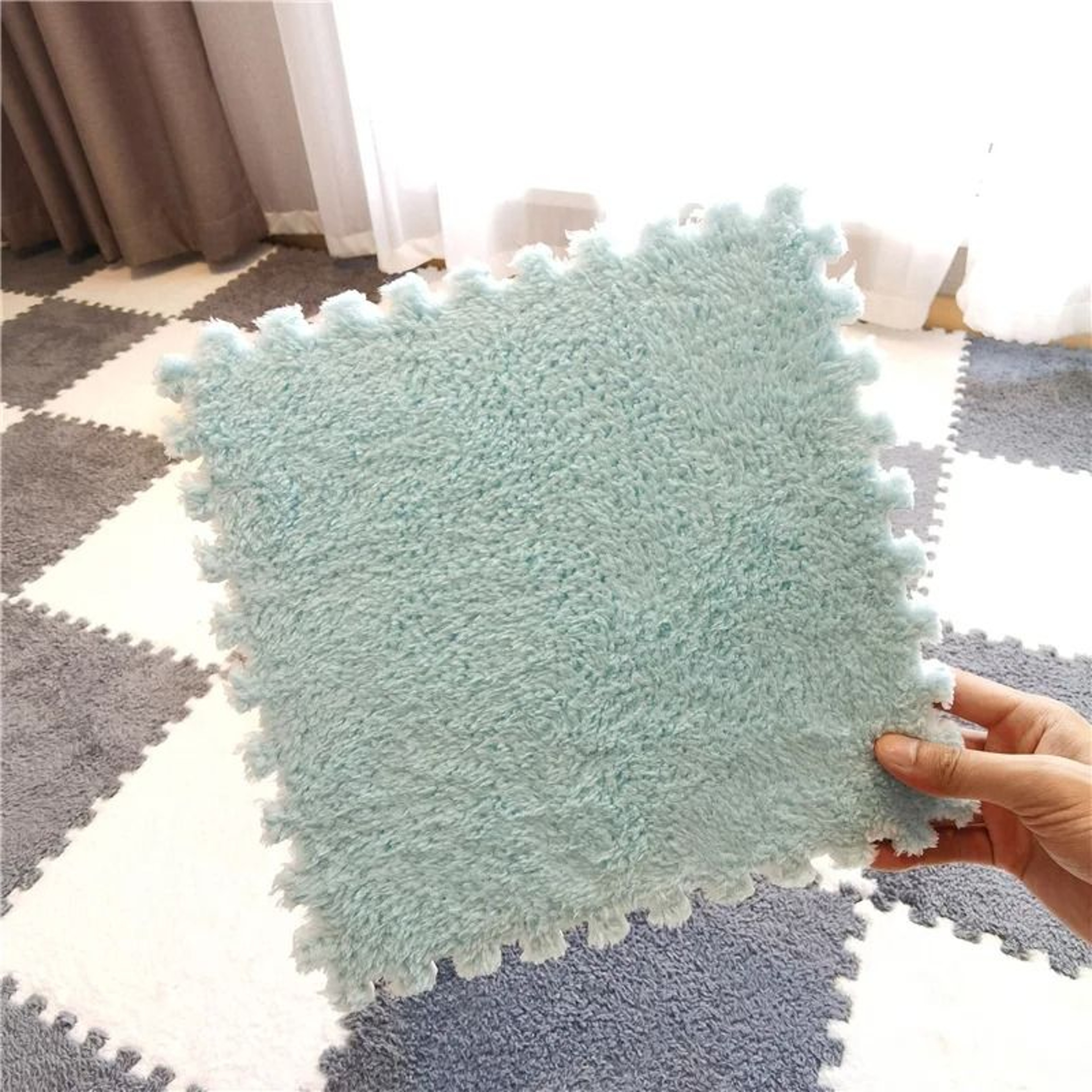 Soft Plush Interlocking Baby Play Mat Floor Tiles For Safe Play 6