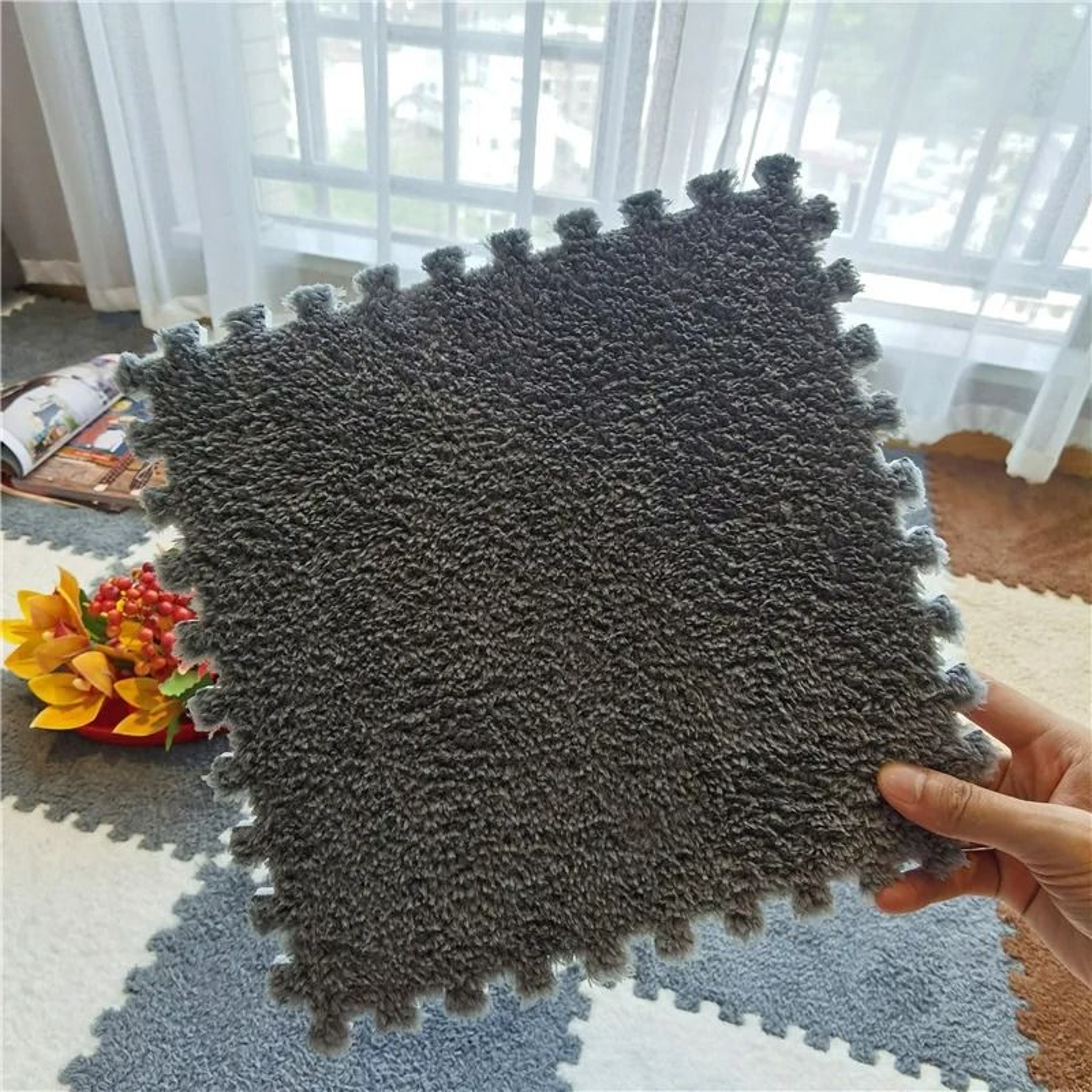 Soft Plush Interlocking Baby Play Mat Floor Tiles For Safe Play 8