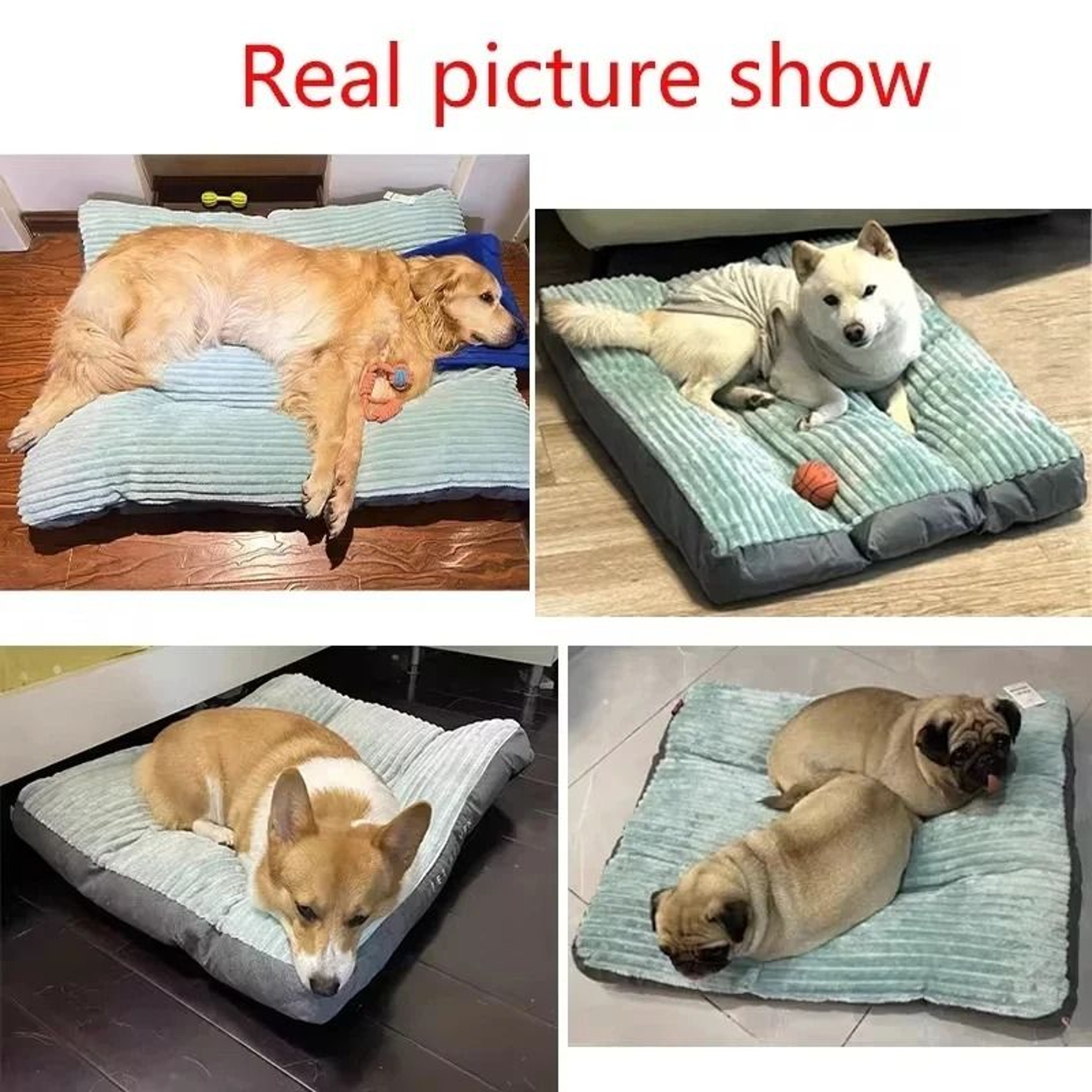 Winter Warm Corduroy Dog Bed With Washable Soft Sleeping Mat 4