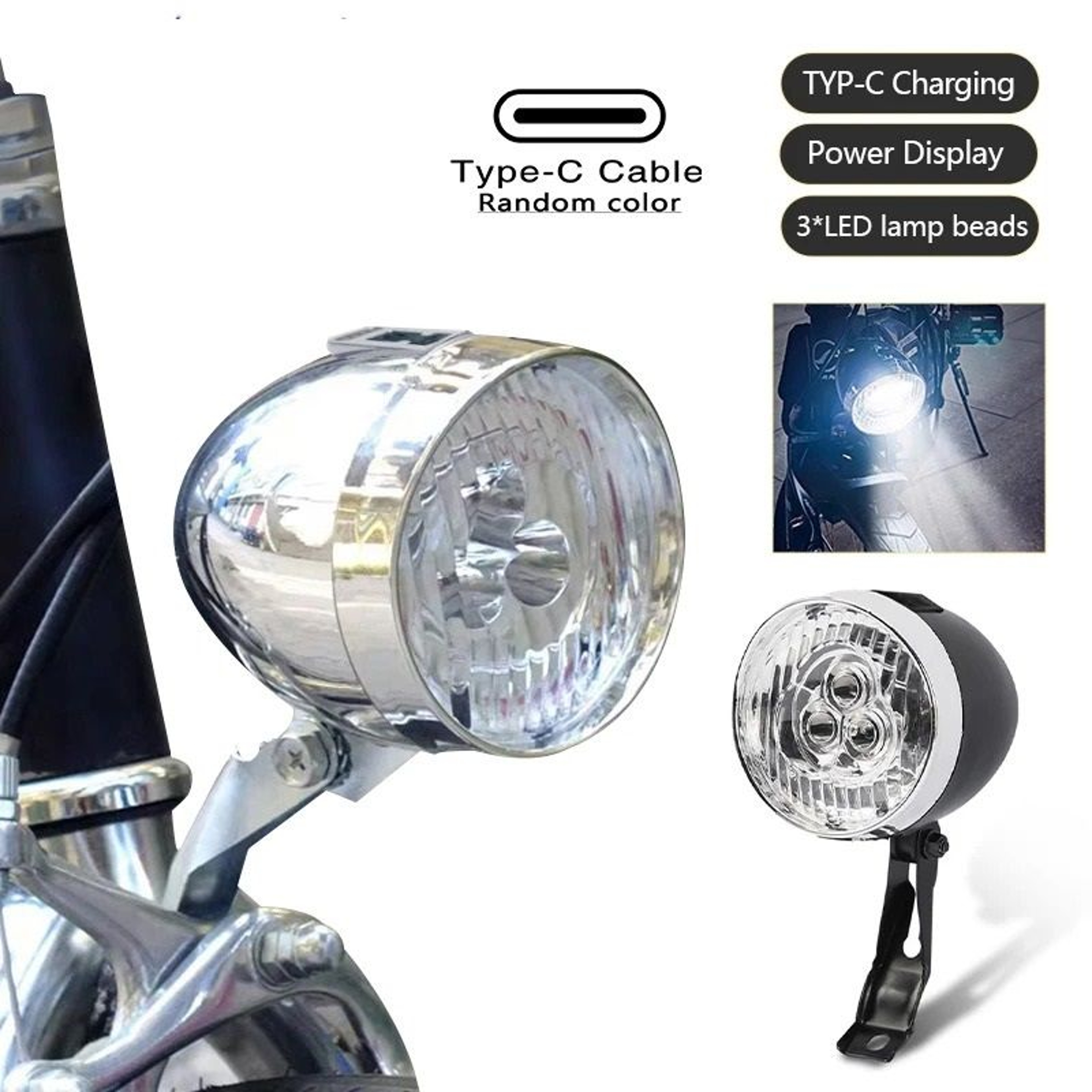 Vintage Style Bicycle Front LED Headlight For Night Riding Safety 0