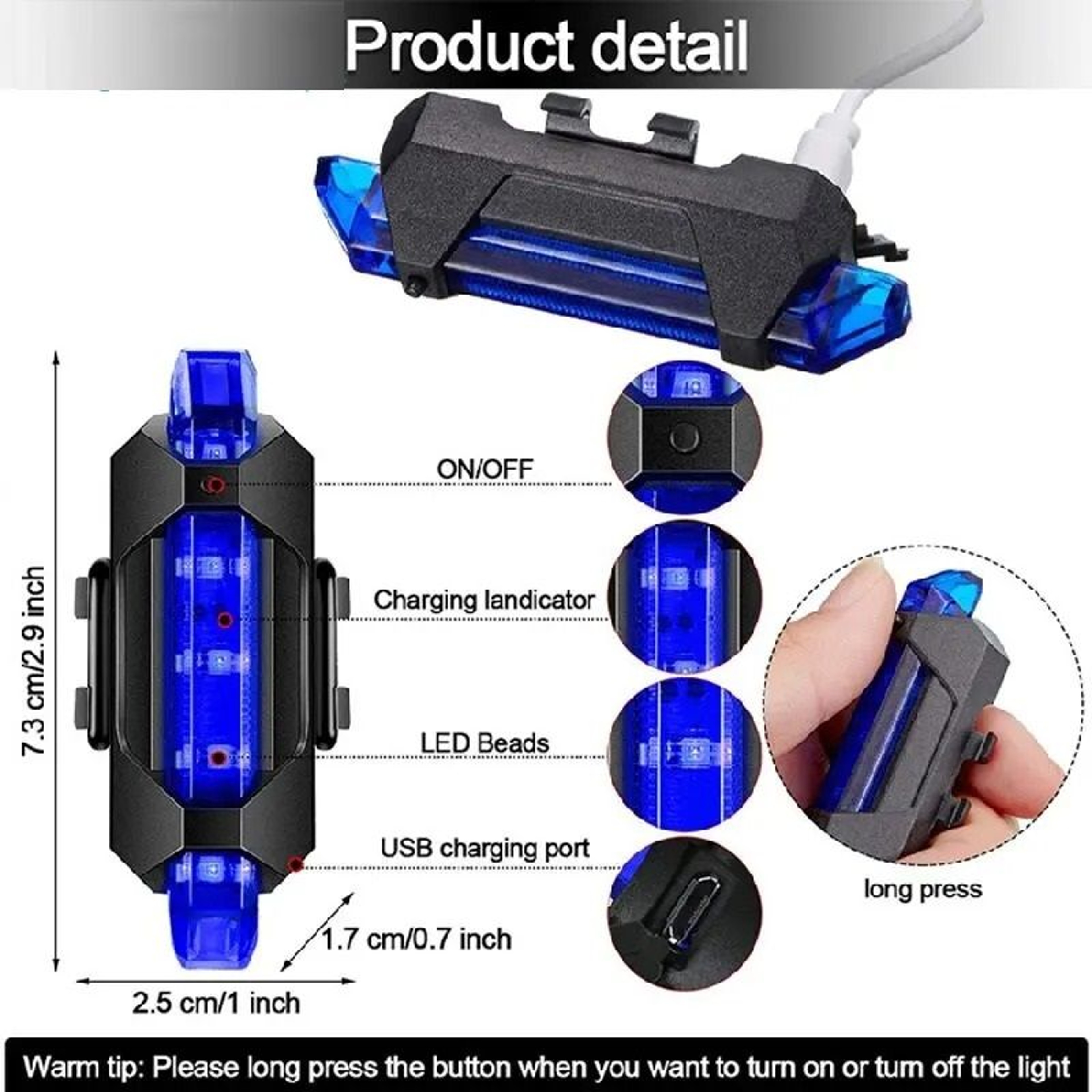 Rechargeable Bicycle Rear LED Taillight For Night Riding Safety 2