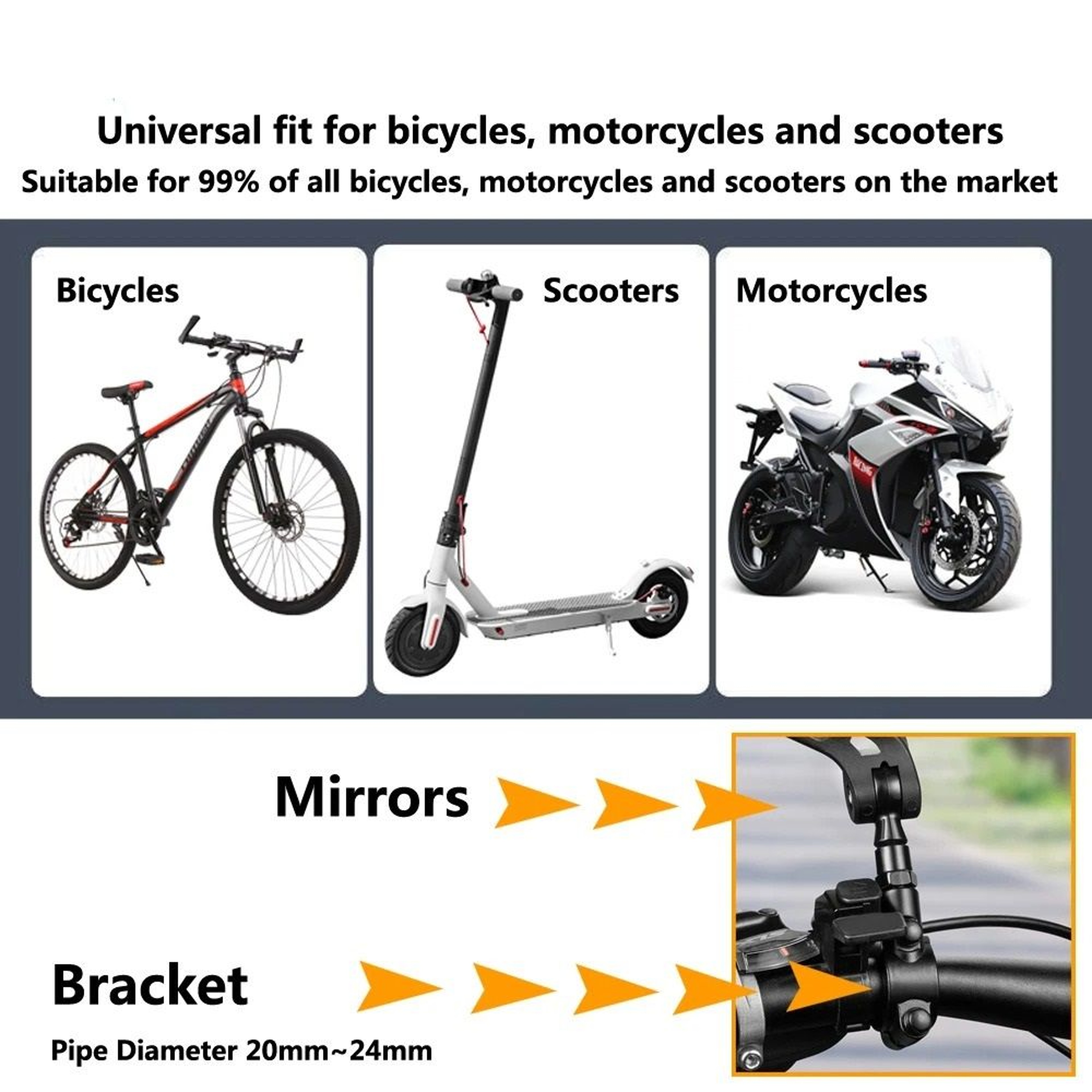 Adjustable Bicycle Rear View Mirror For Handlebar With Wide Angle Visibility 3