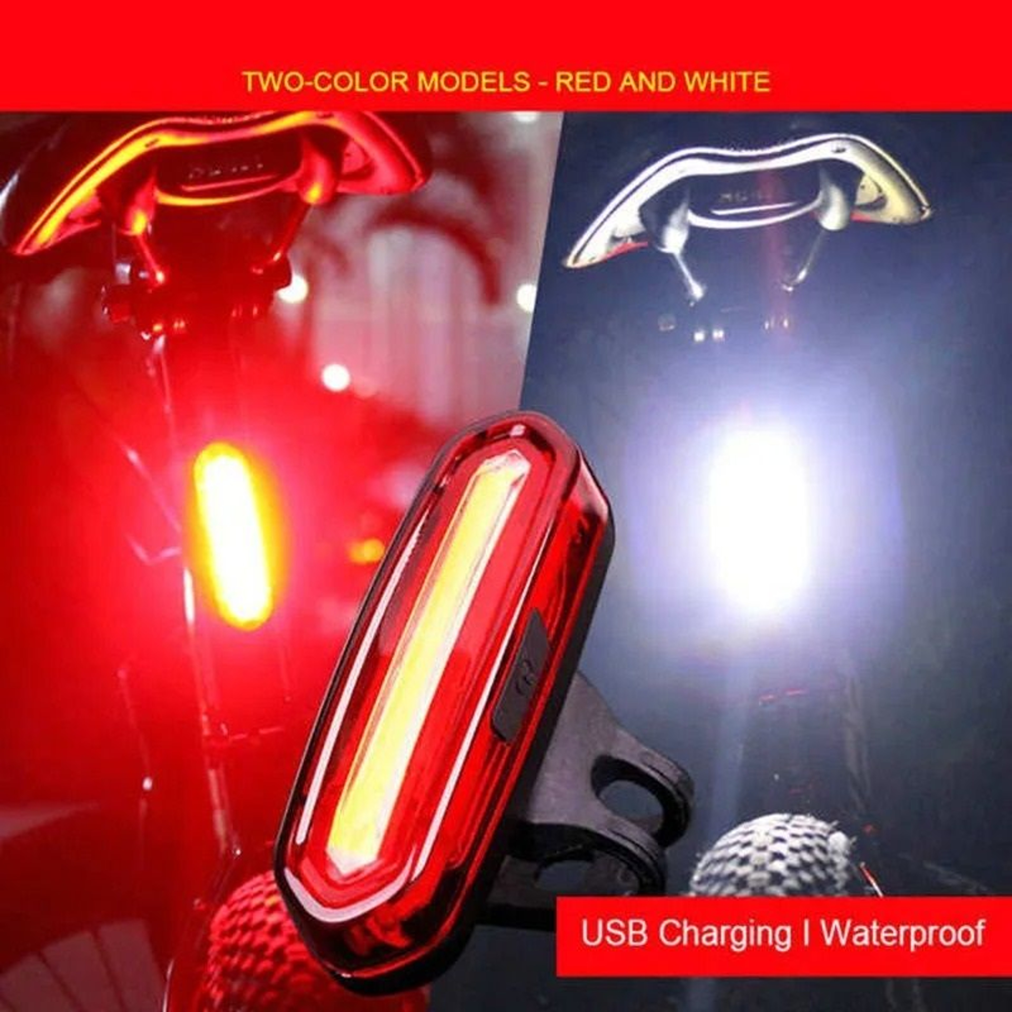 USB Rechargeable Bicycle Tail Light With Bright COB LED For Night Safety 7