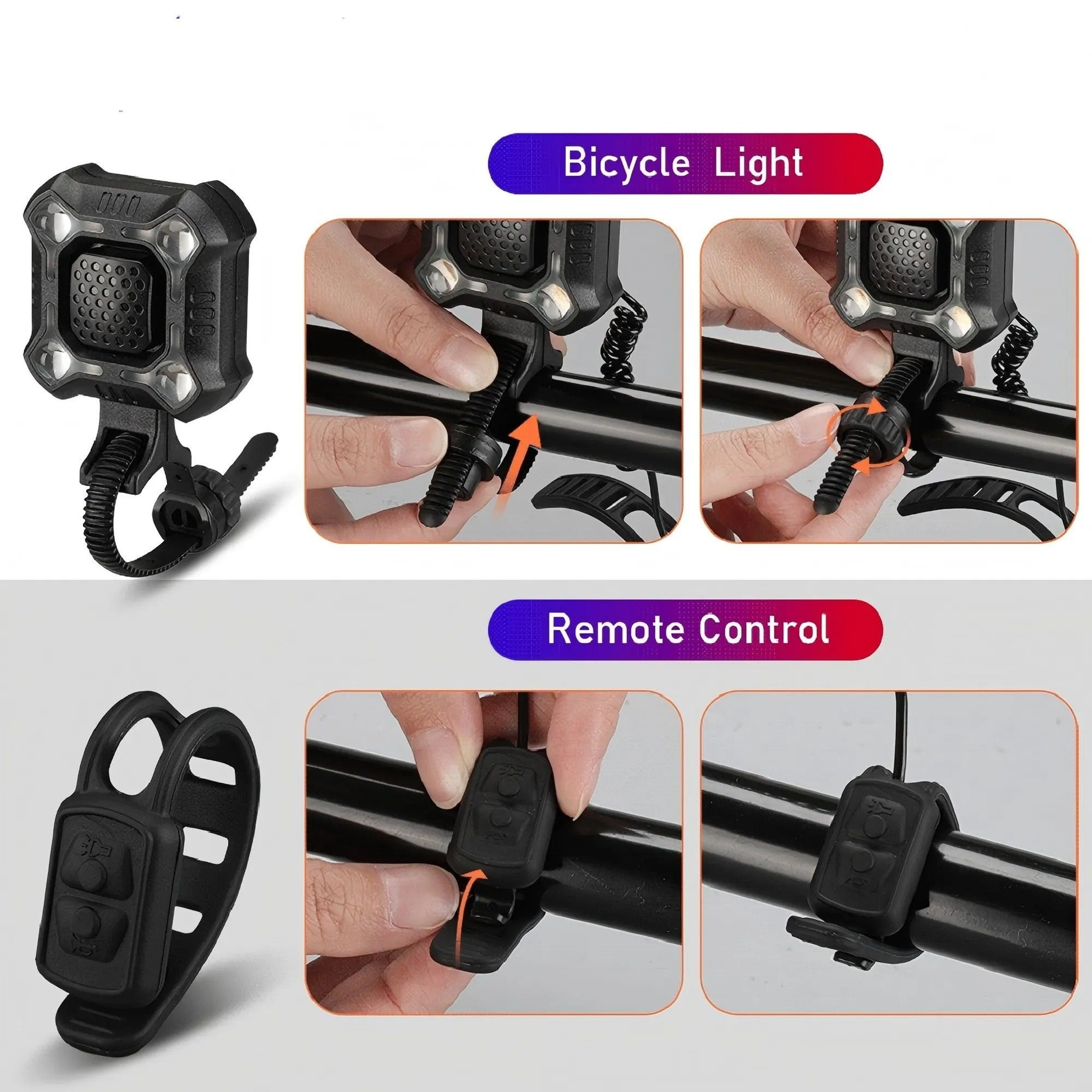 USB Rechargeable Bike Light With Electronic Bell And Horn Cycling Safety Headlight 4