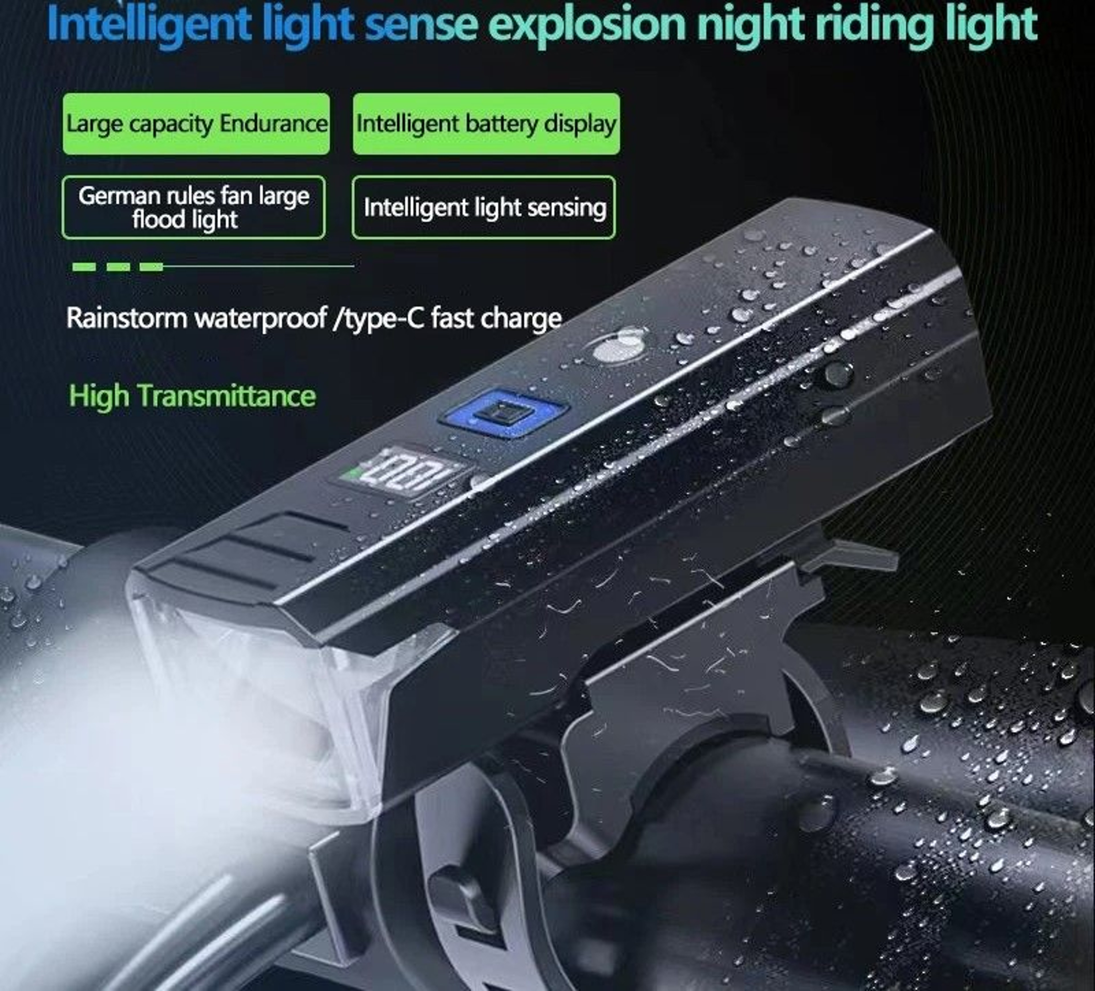 Smart Sensor Bicycle Front Light USB C Rechargeable LED Headlamp 2