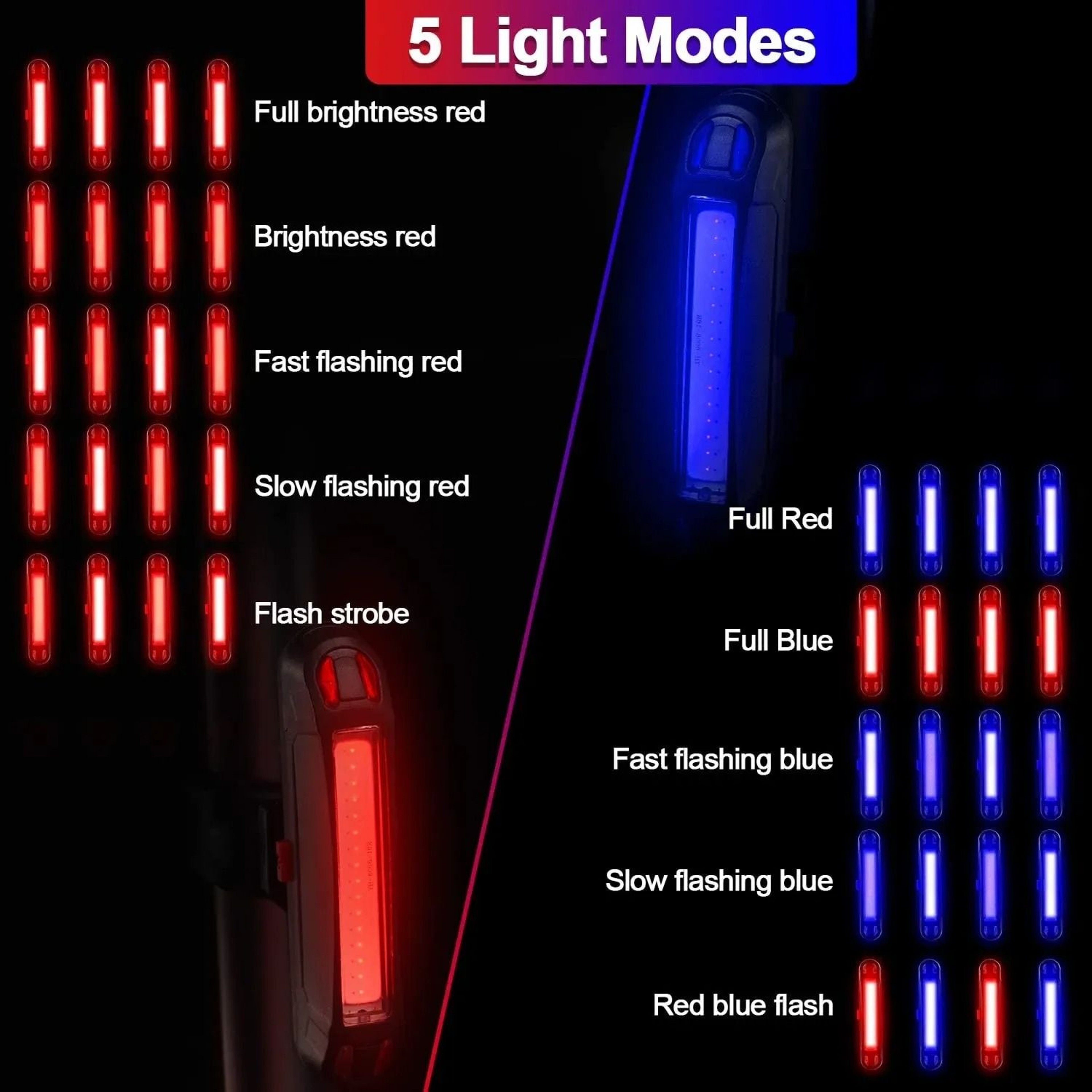 USB Rechargeable Bike Tail Light LED Bicycle Rear Safety Warning Lamp 1