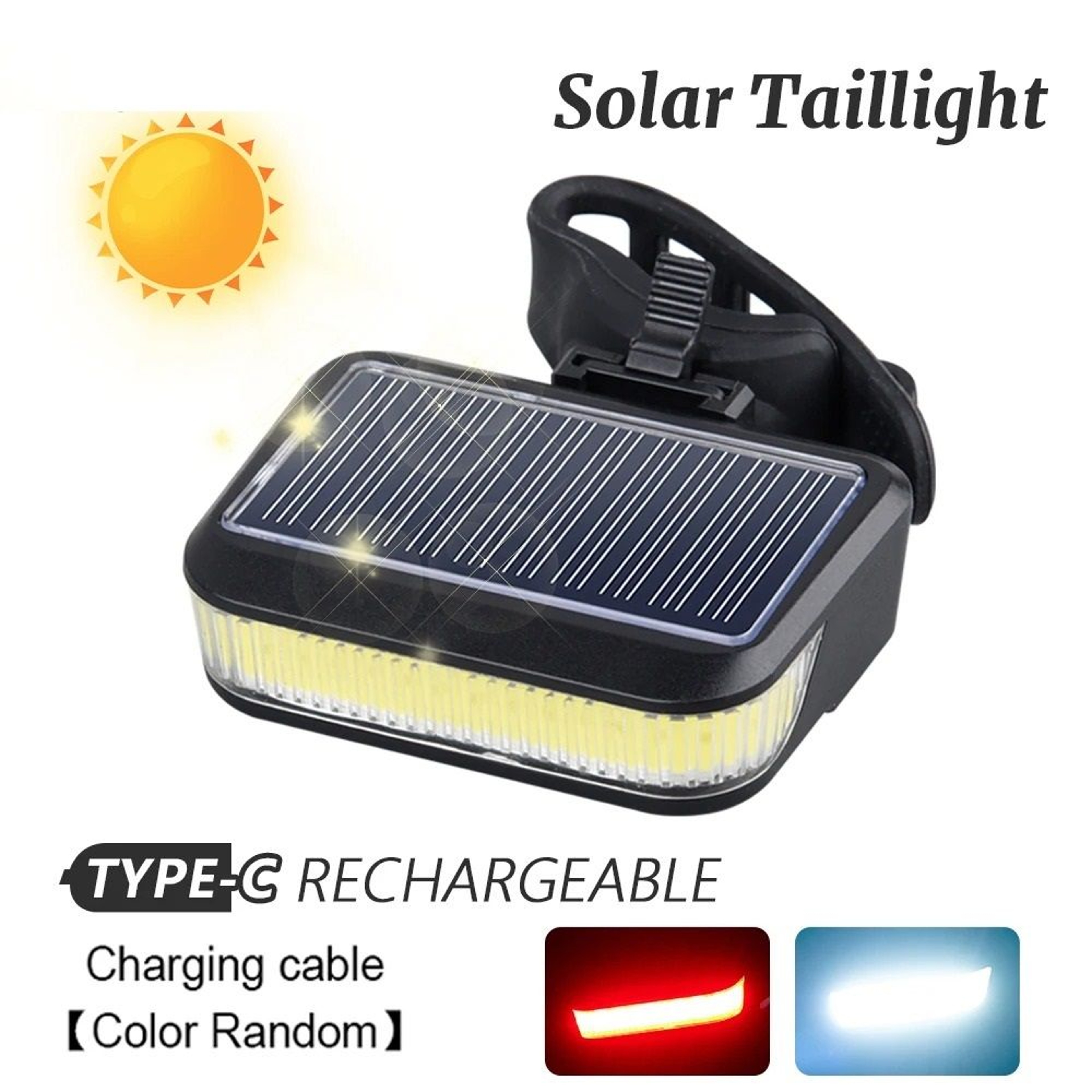 Solar Rechargeable Bicycle Taillight Rear Bike Safety Lamp 2