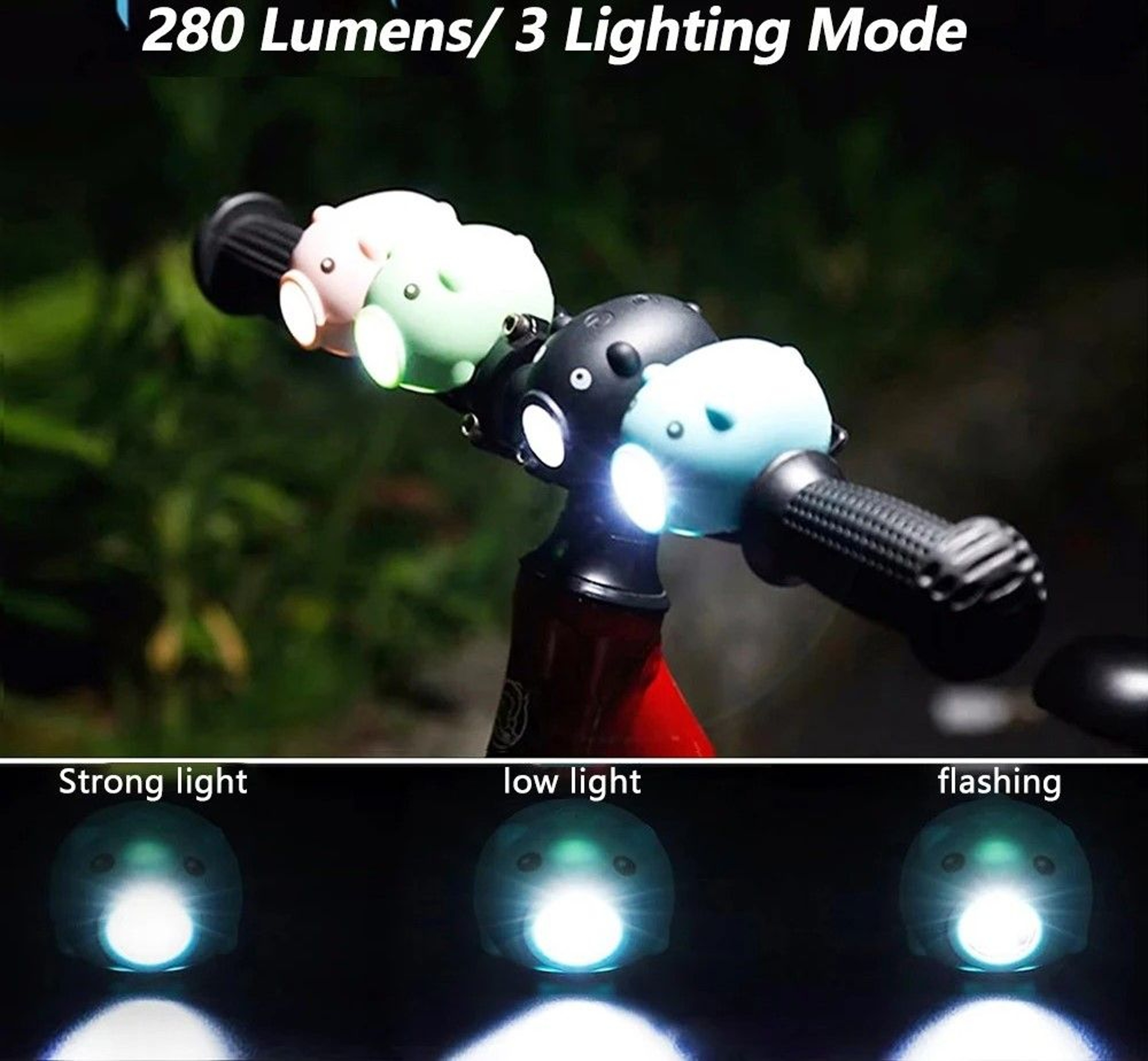 Rechargeable Cute Pig Bicycle Front Light Cartoon Bike Headlight 2