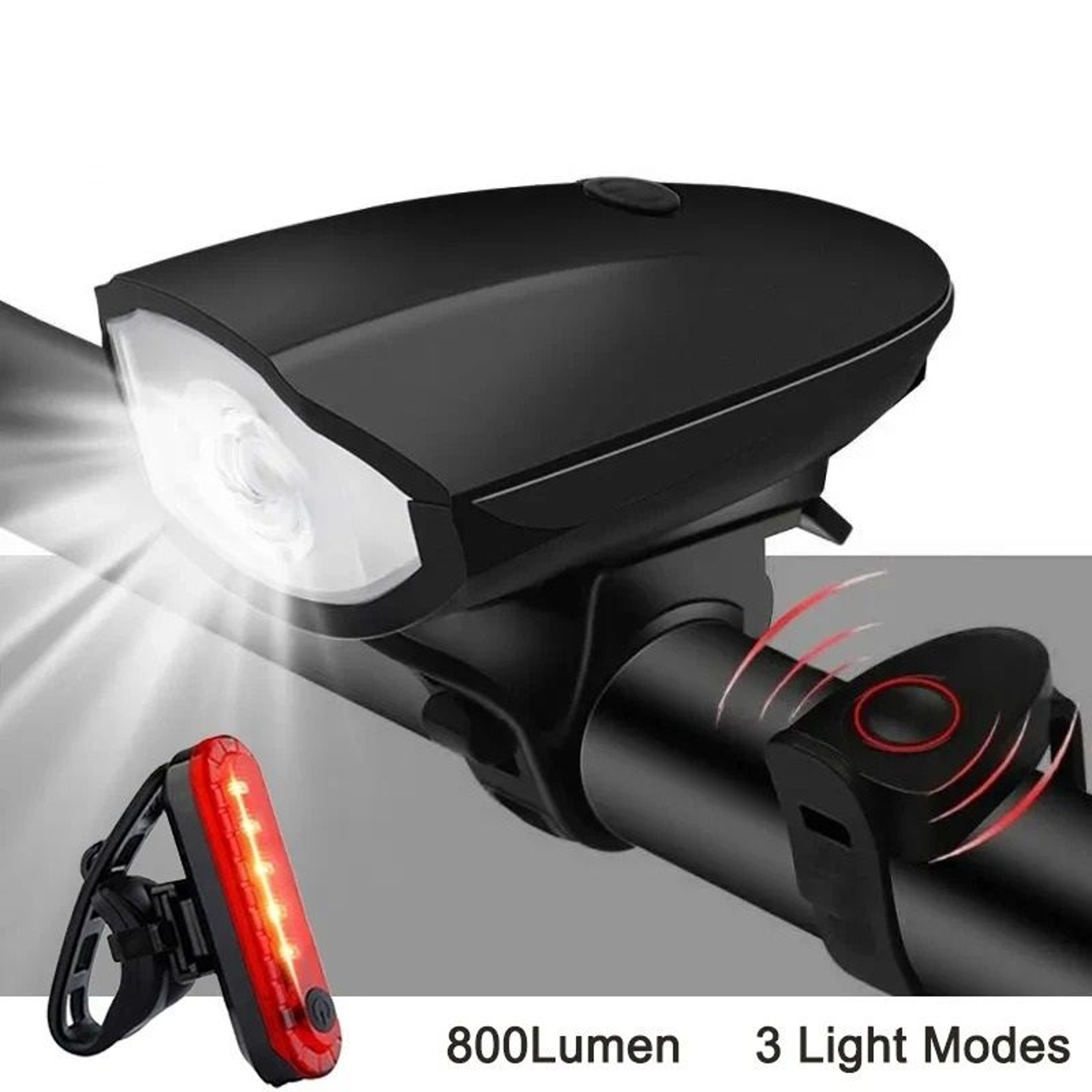 USB Rechargeable Bicycle Light Set Front And Rear With Horn 0