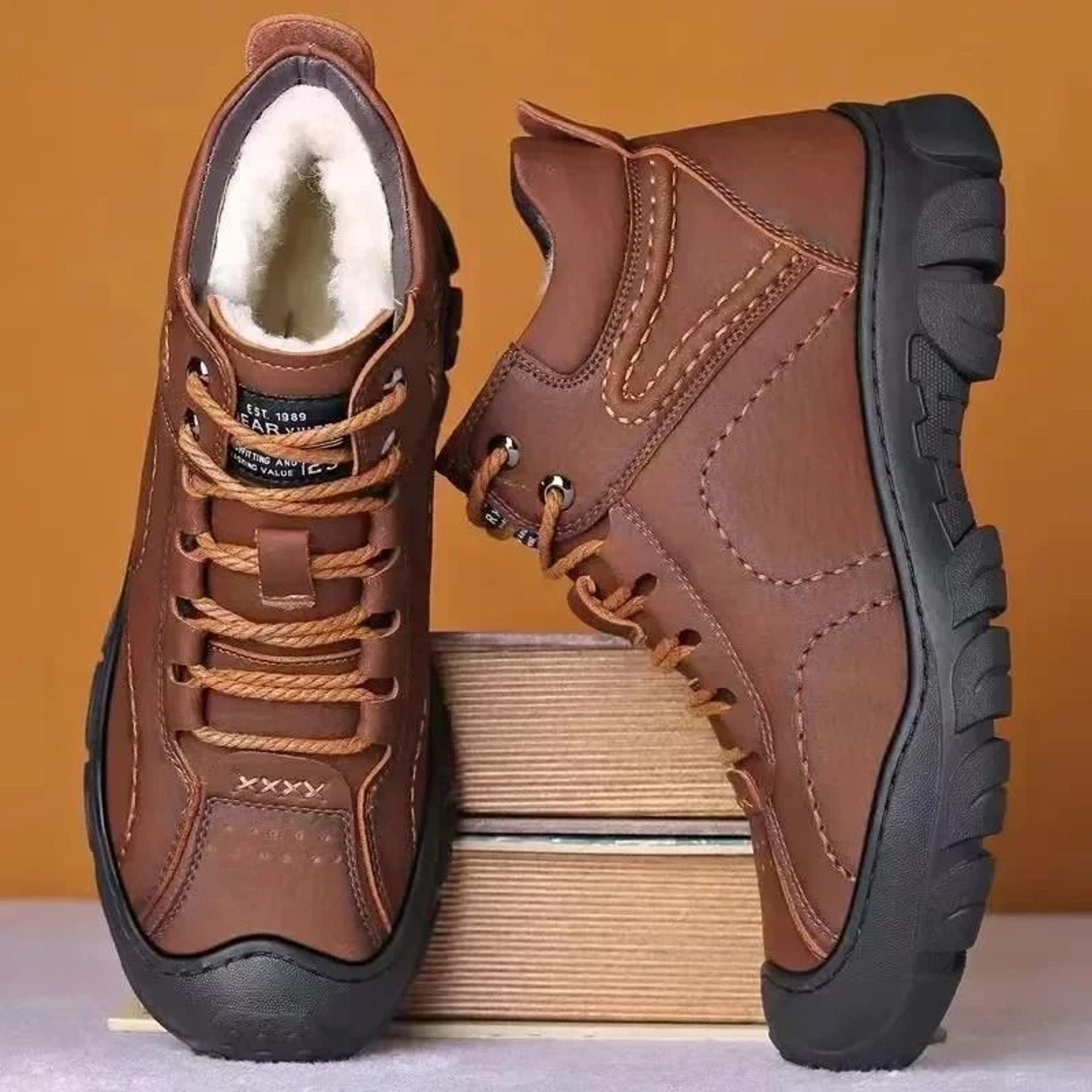 Men Winter Snow Boots Waterproof Warm Lace Up Work Shoes 4