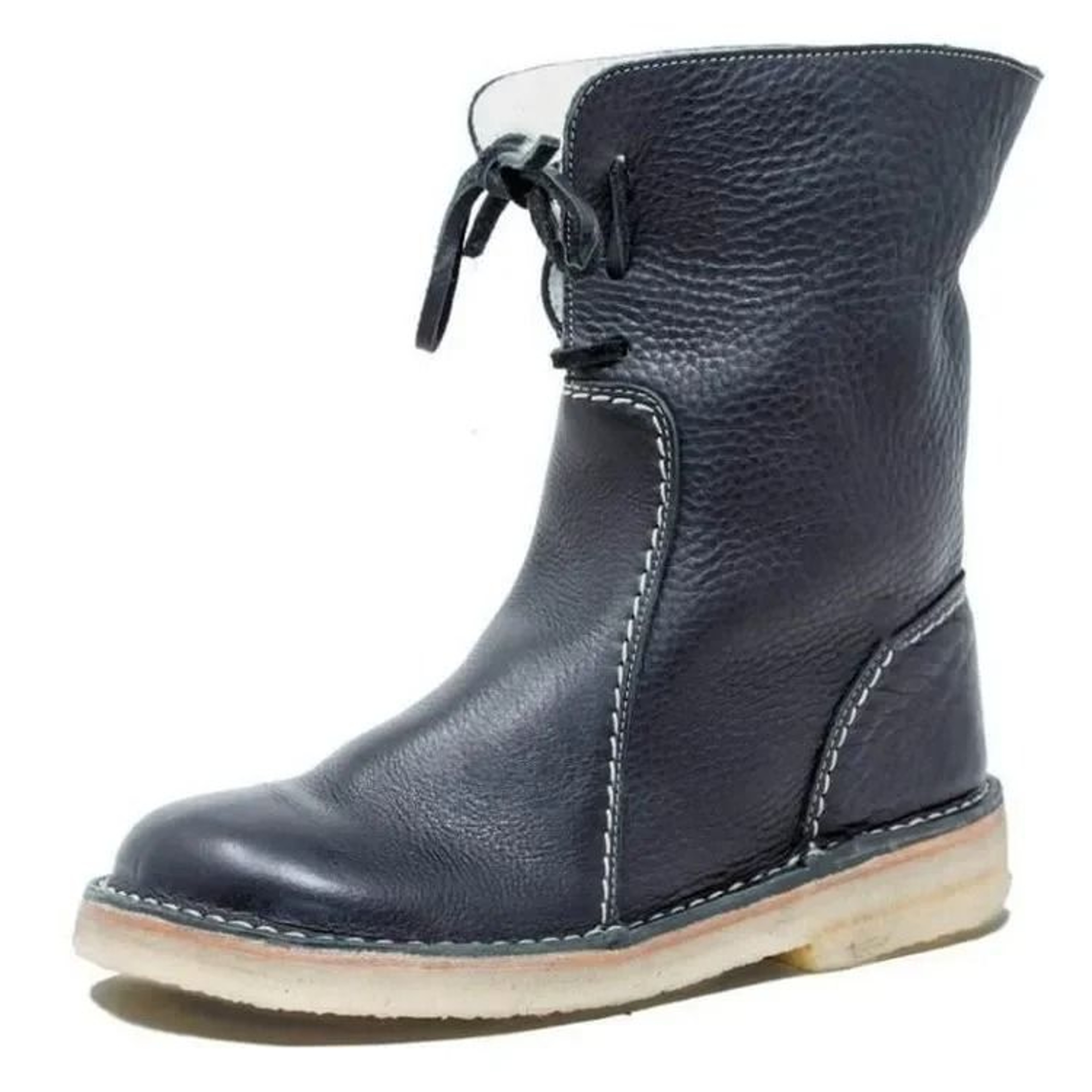 Women Winter PU Leather Boots Flat Fleece Lined Ankle Shoes 7