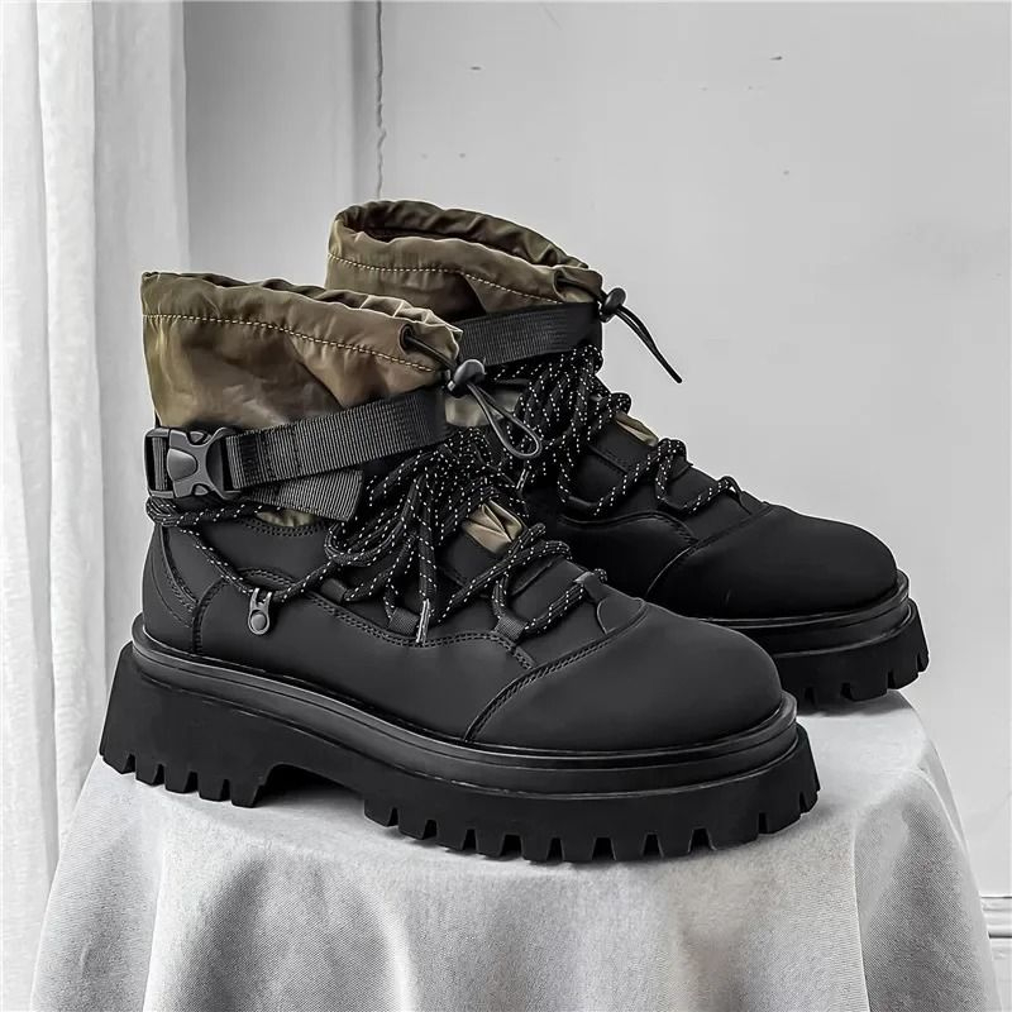 Men Platform Ankle Boots Fashion Strap Design Motorcycle Casual Outdoor Shoes 5