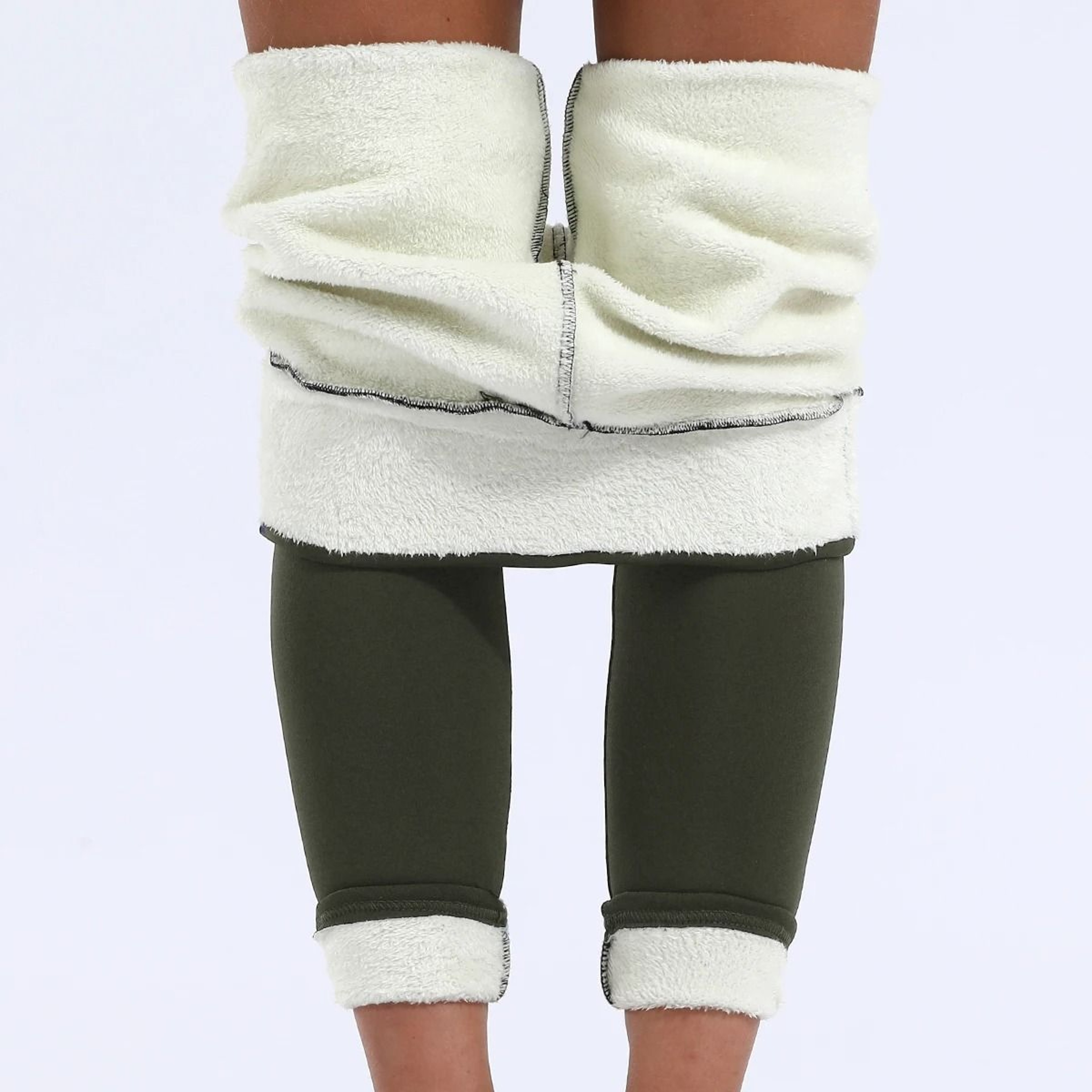 Thermal Velvet High Waist Winter Leggings Solid Color Thick Fleece Lined Classic Leggings 11