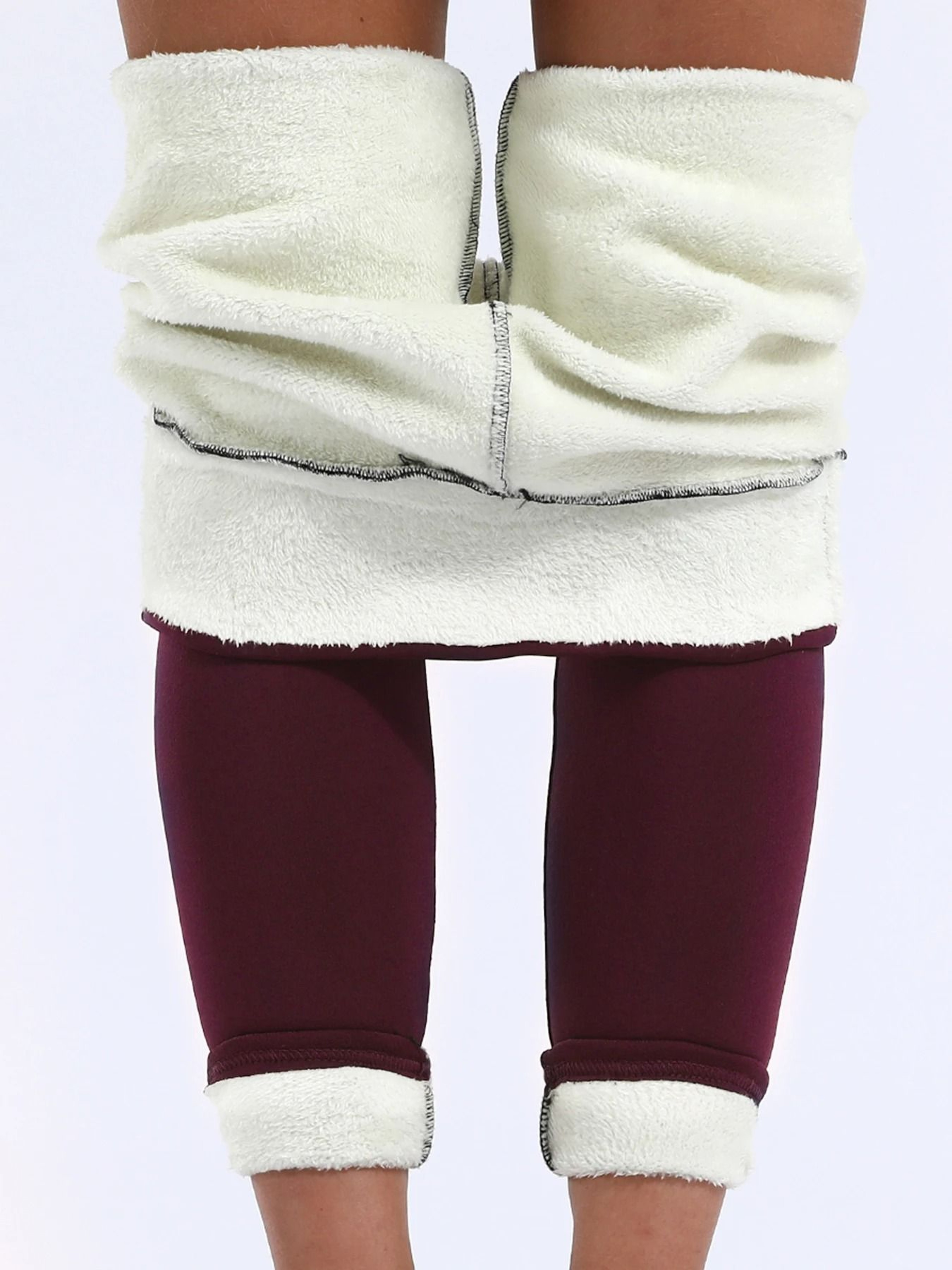 Thermal Velvet High Waist Winter Leggings Solid Color Thick Fleece Lined Classic Leggings 1