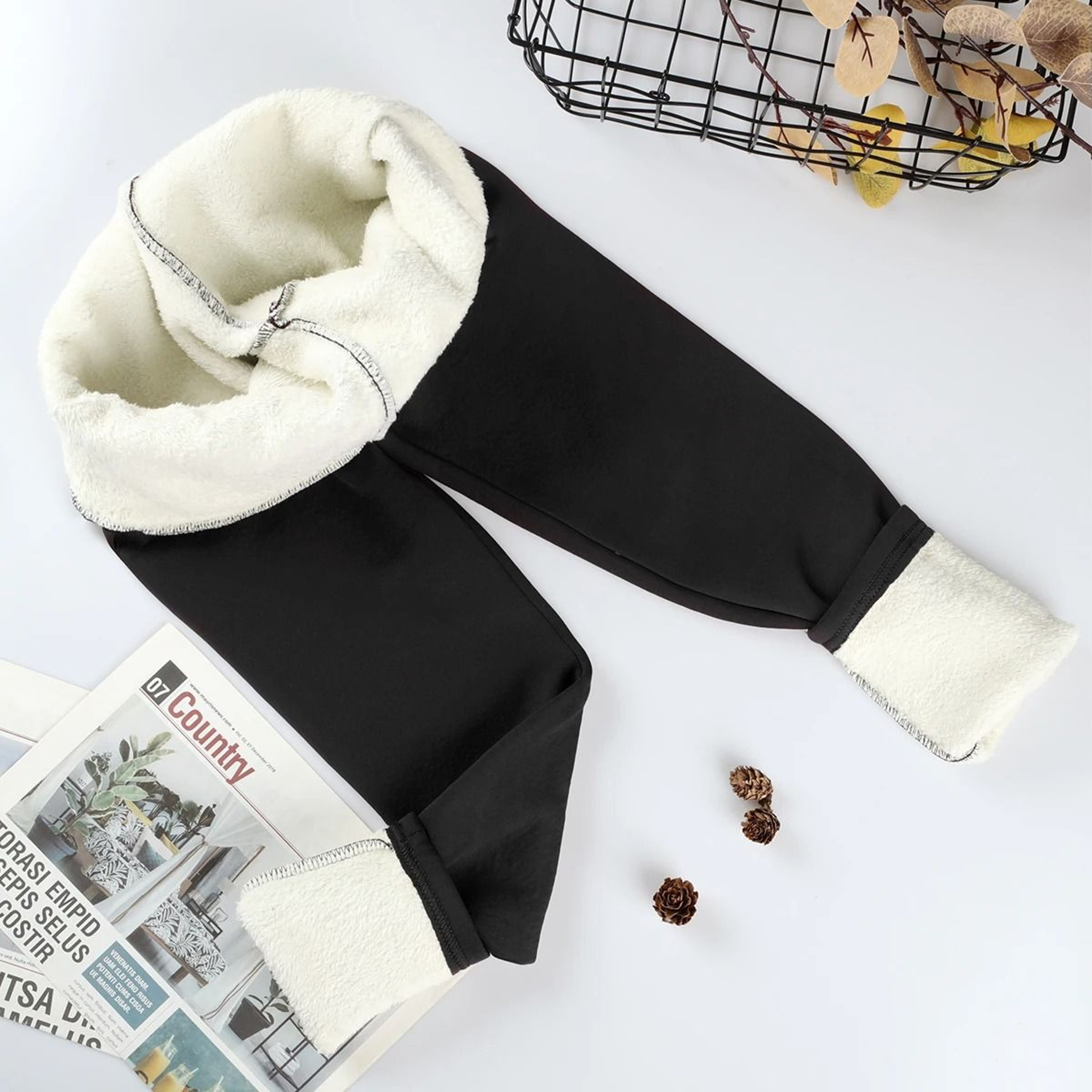 Thermal Velvet High Waist Winter Leggings Solid Color Thick Fleece Lined Classic Leggings 6