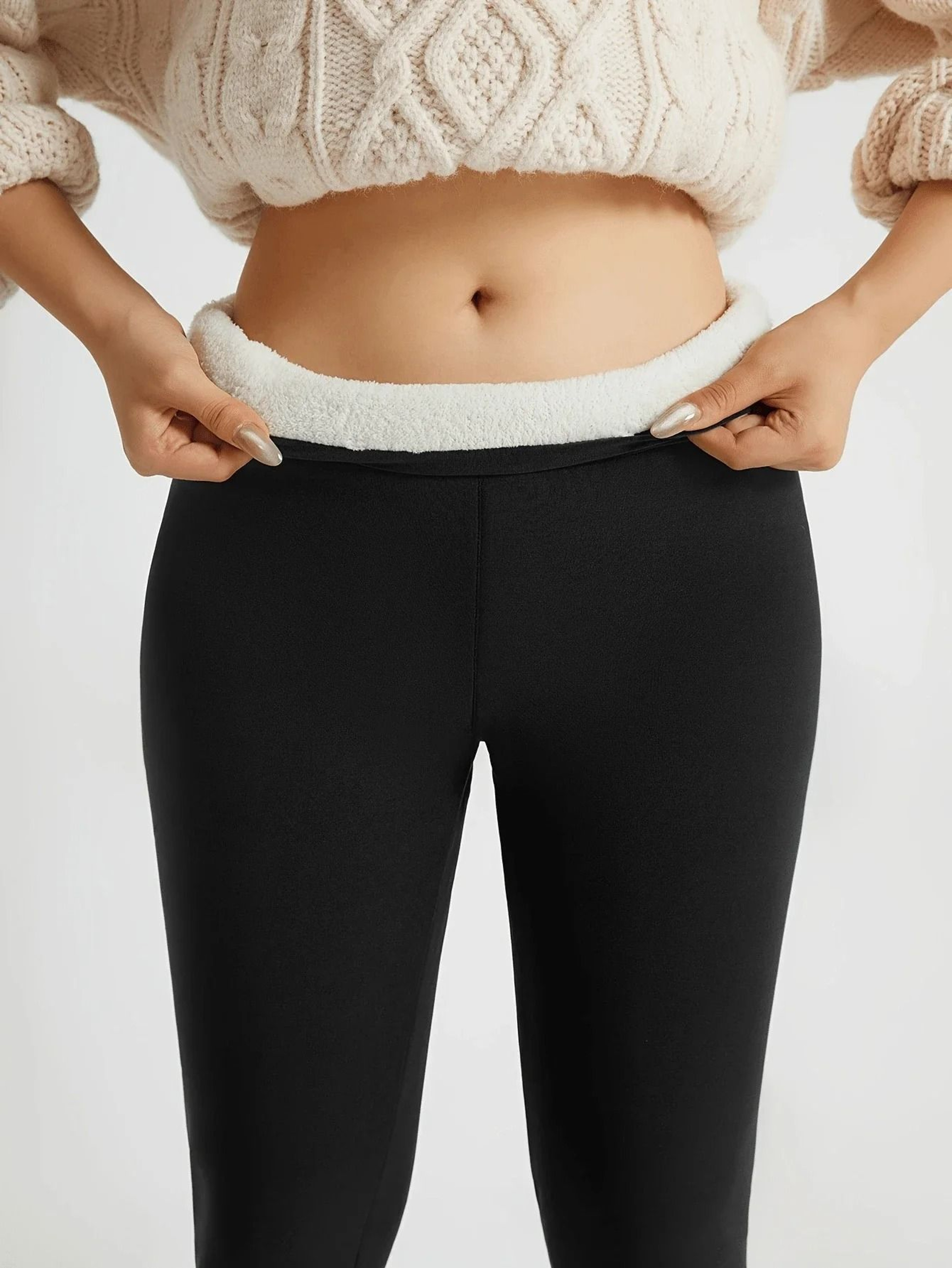 Thermal Lamb Wool Lined Running Leggings Thick Fleece Winter Warm Leggings For Women 5