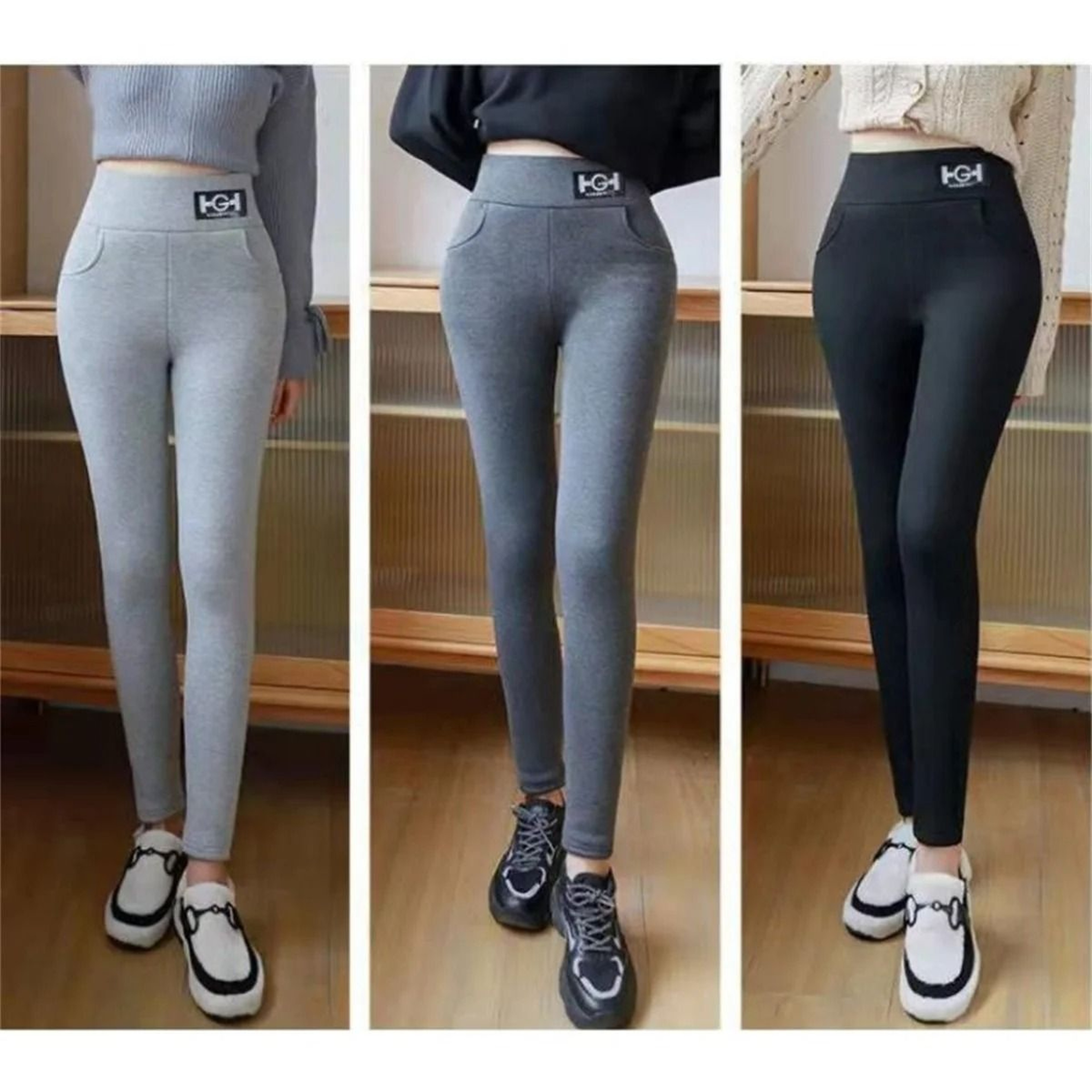 Thermal Lambwool High Waist Winter Leggings With Pocket Butt Lift Thick Fleece Pants 3