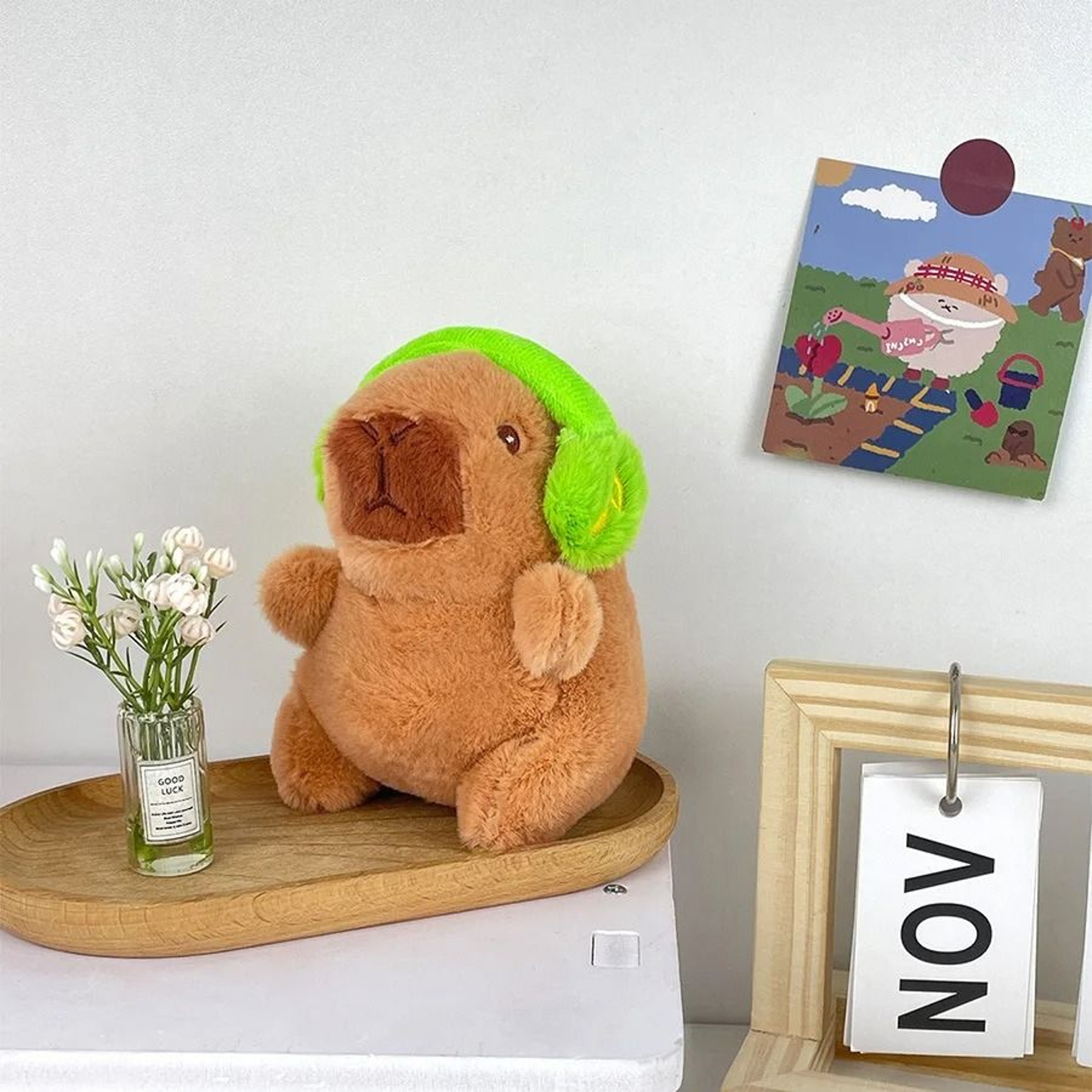 Cute Capybara With Headphones Plush Keychain Soft Stuffed Animal Doll Pendant Gift 4