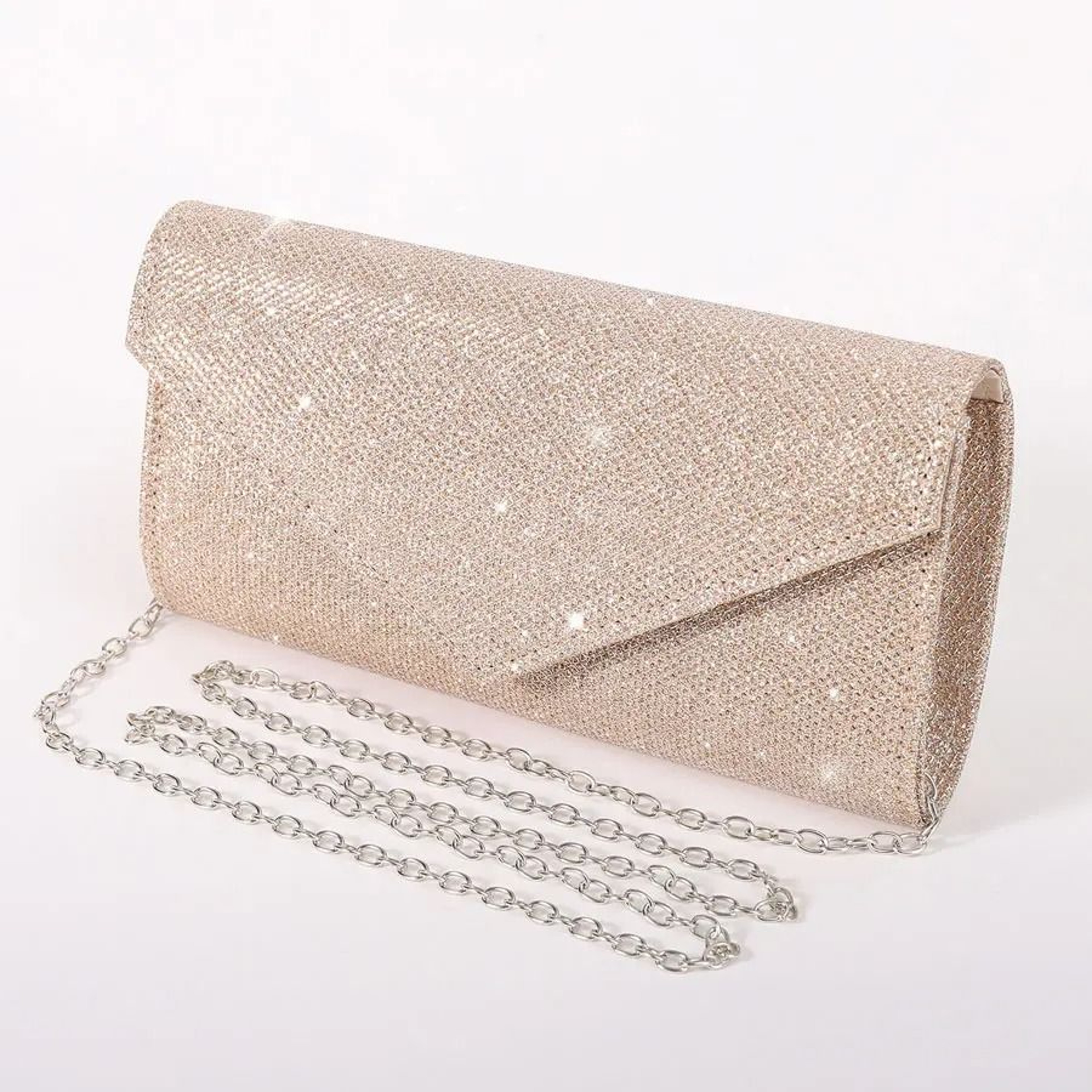 Elegant Silver Glitter Envelope Evening Bag  Shiny Ladies Chain Shoulder Bag For Weddings  Parties 10