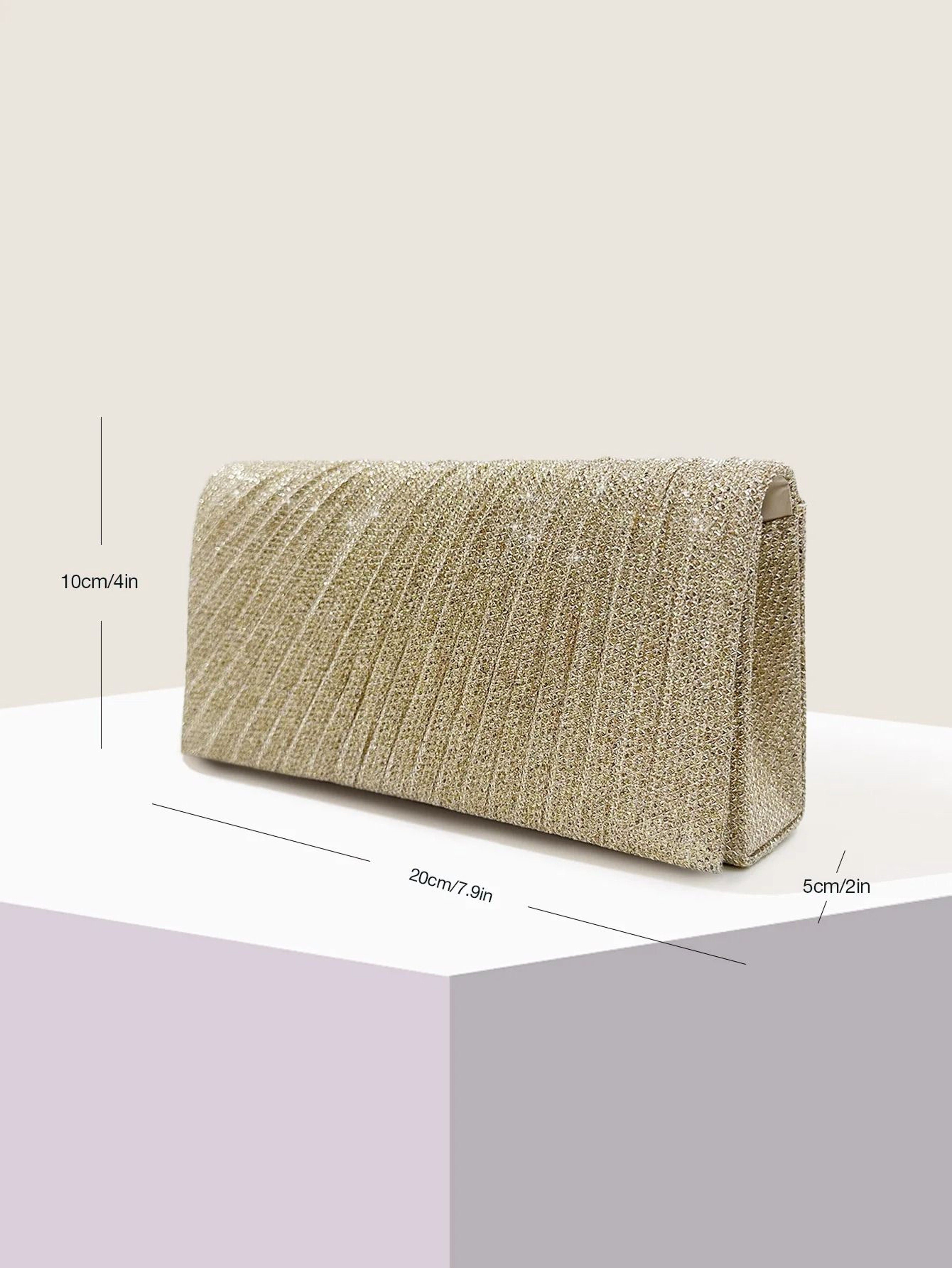 Elegant Silver Glitter Envelope Evening Bag  Shiny Ladies Chain Shoulder Bag For Weddings  Parties 11