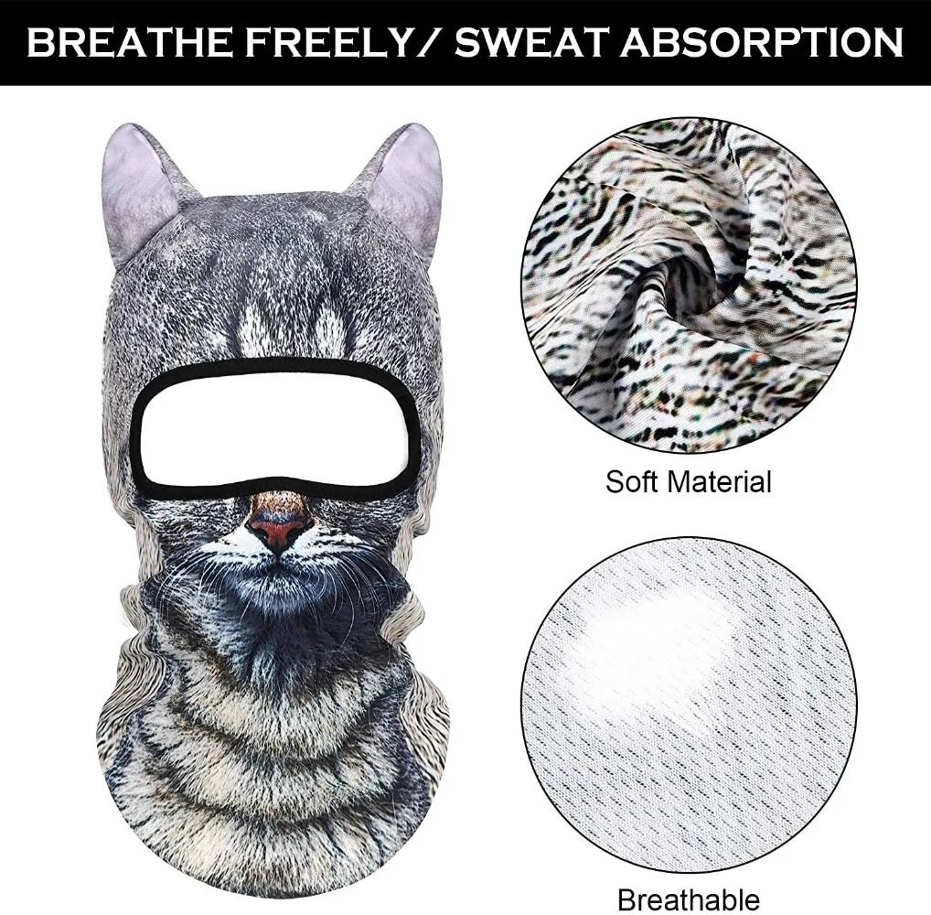 3D Animal Balaclava Full Face Mask Funny Windproof Ski Hat And Neck Gaiter With Ears For Cycling An 3
