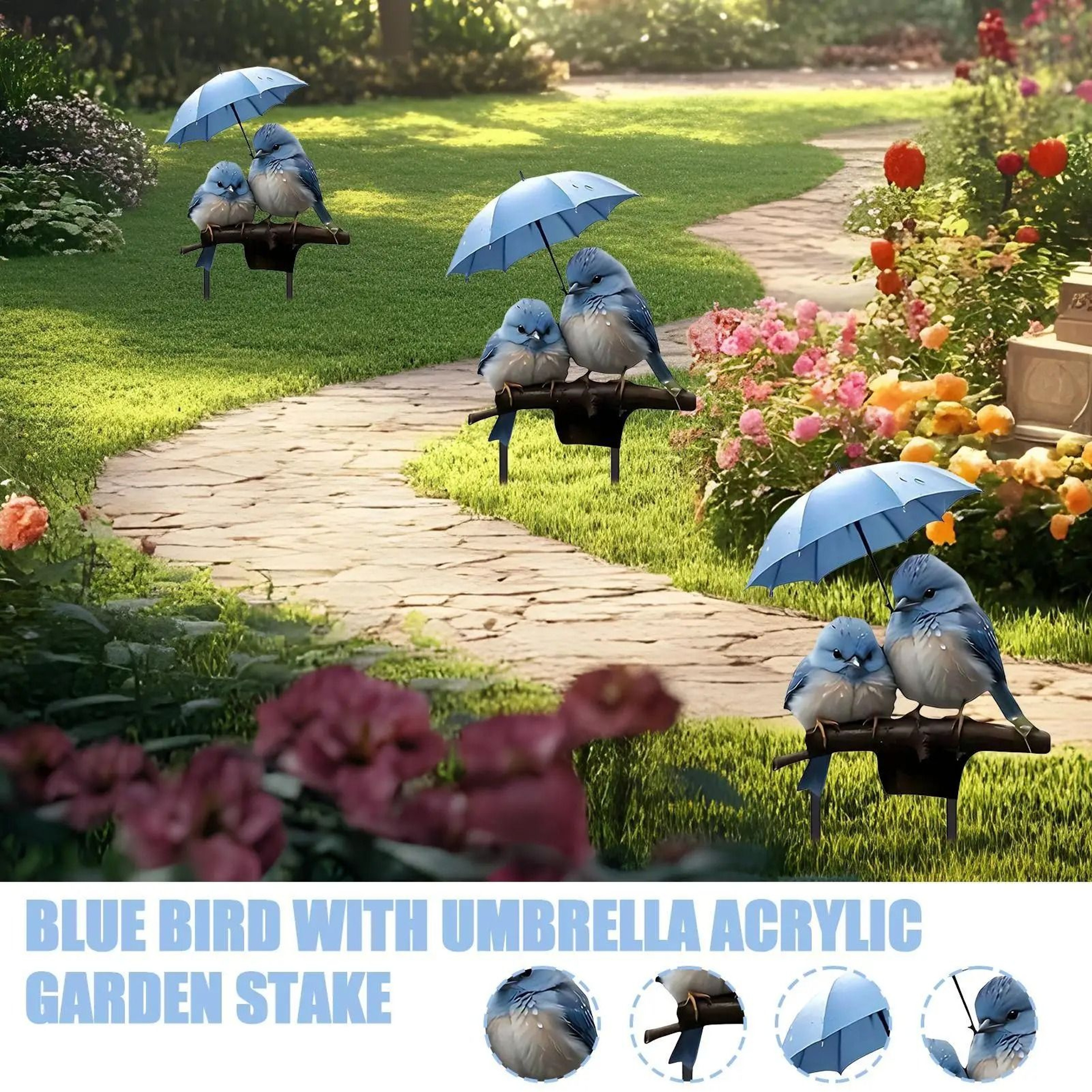 Blue Bird Garden Outdoor Decoration Stake 0